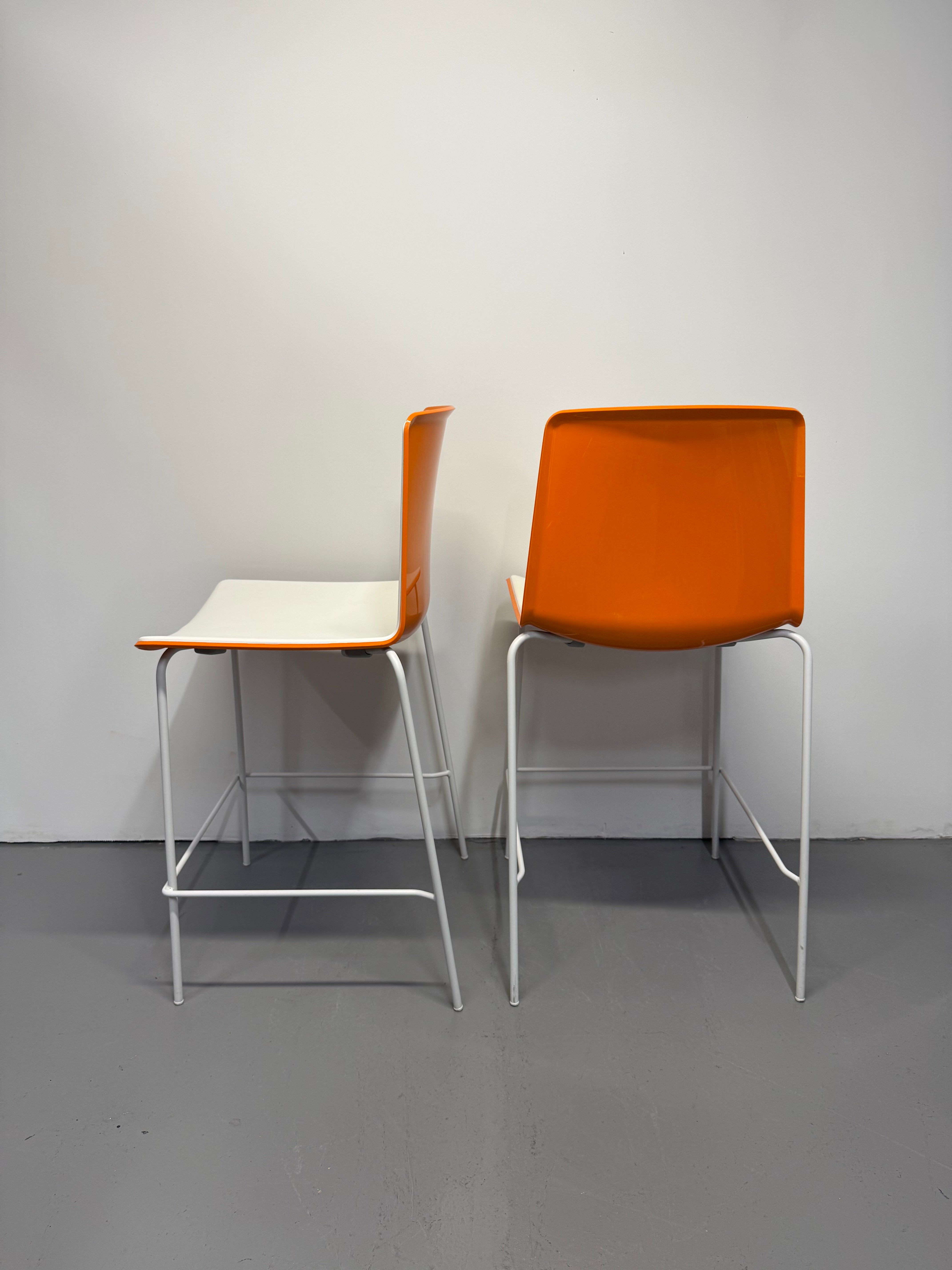 Pedrali Tweet Barstool - Orange & White with White Frame