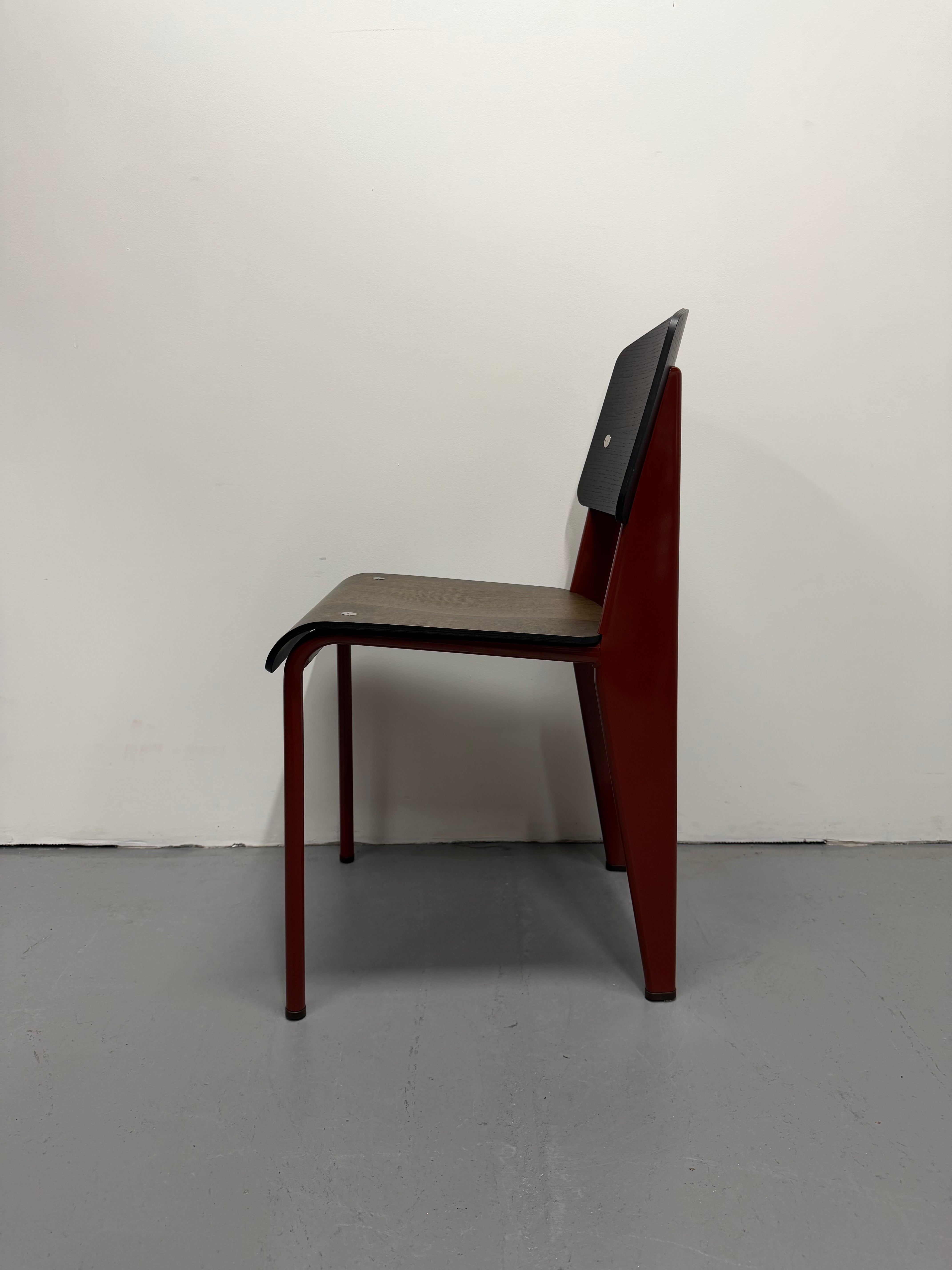 Vitra Standard Chair by Jean Prouvé – Dark Oak with Japanese Red Frame | Ex-Showroom
