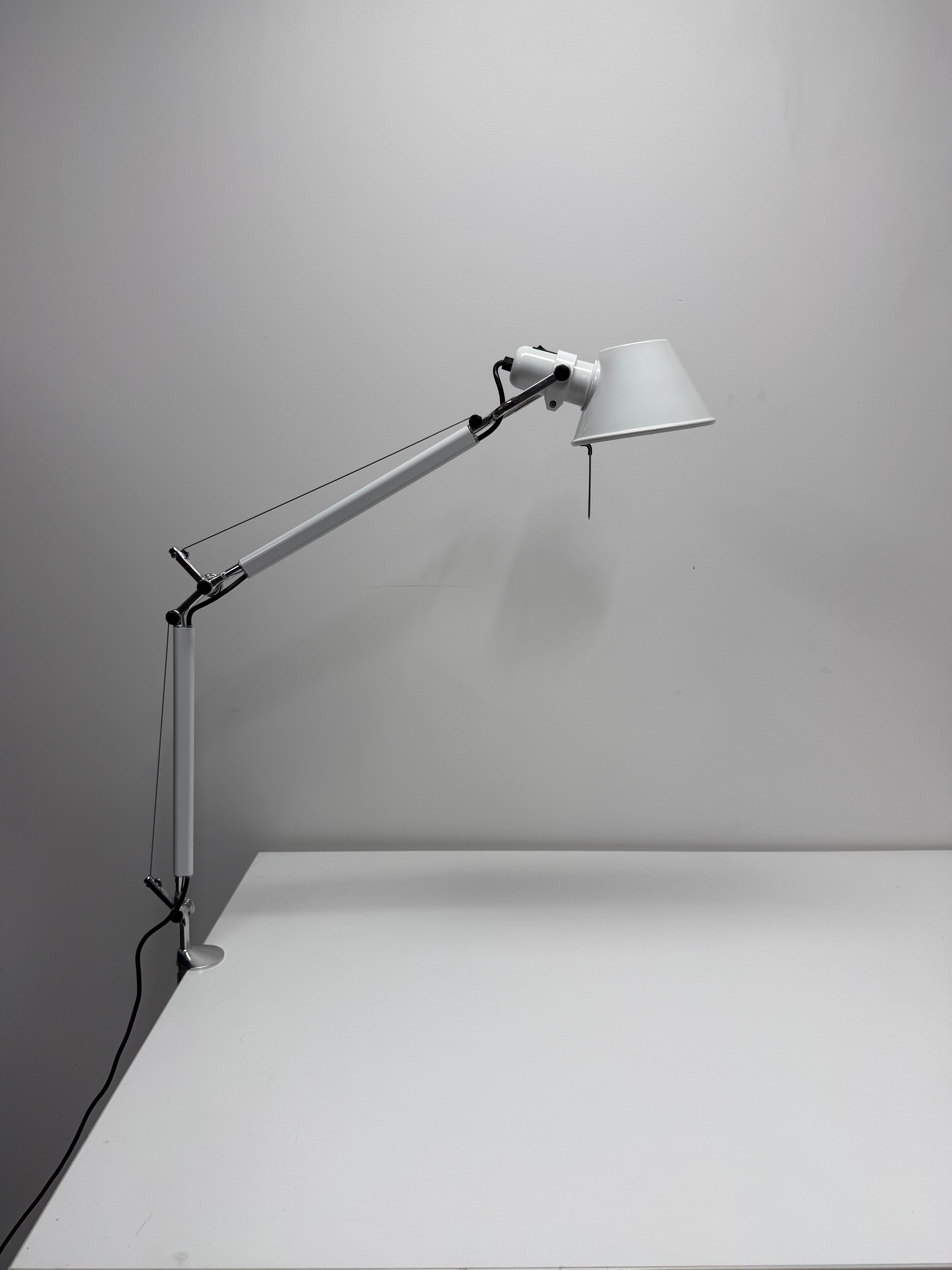 Artemide Tolomeo Mini Desk Lamp White - Clamp Mount | De Lucchi & Fassina