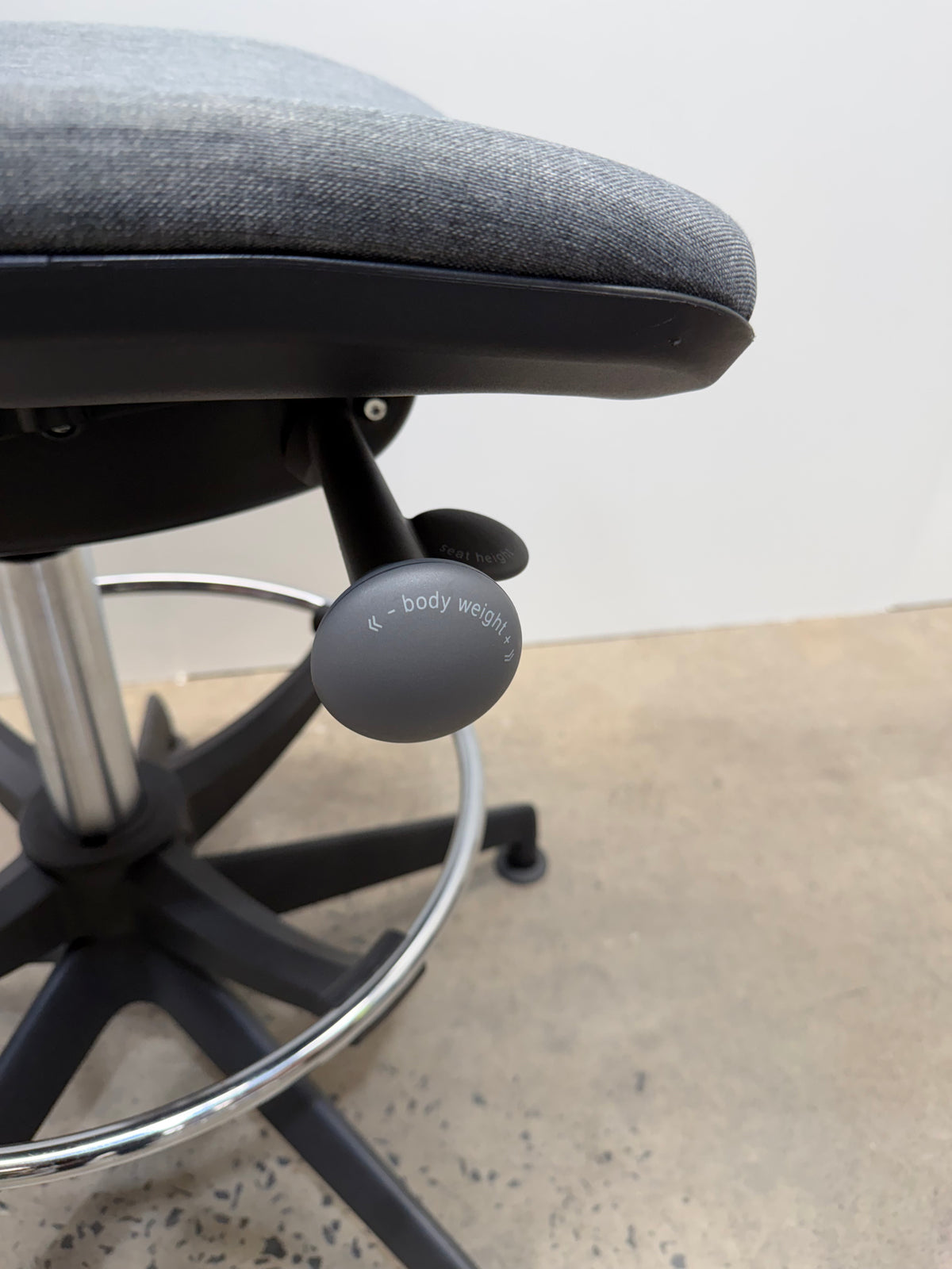 Orangebox Joy Drafting Chair – Black Mesh Back, Grey Seat – view 5 – pre-owned