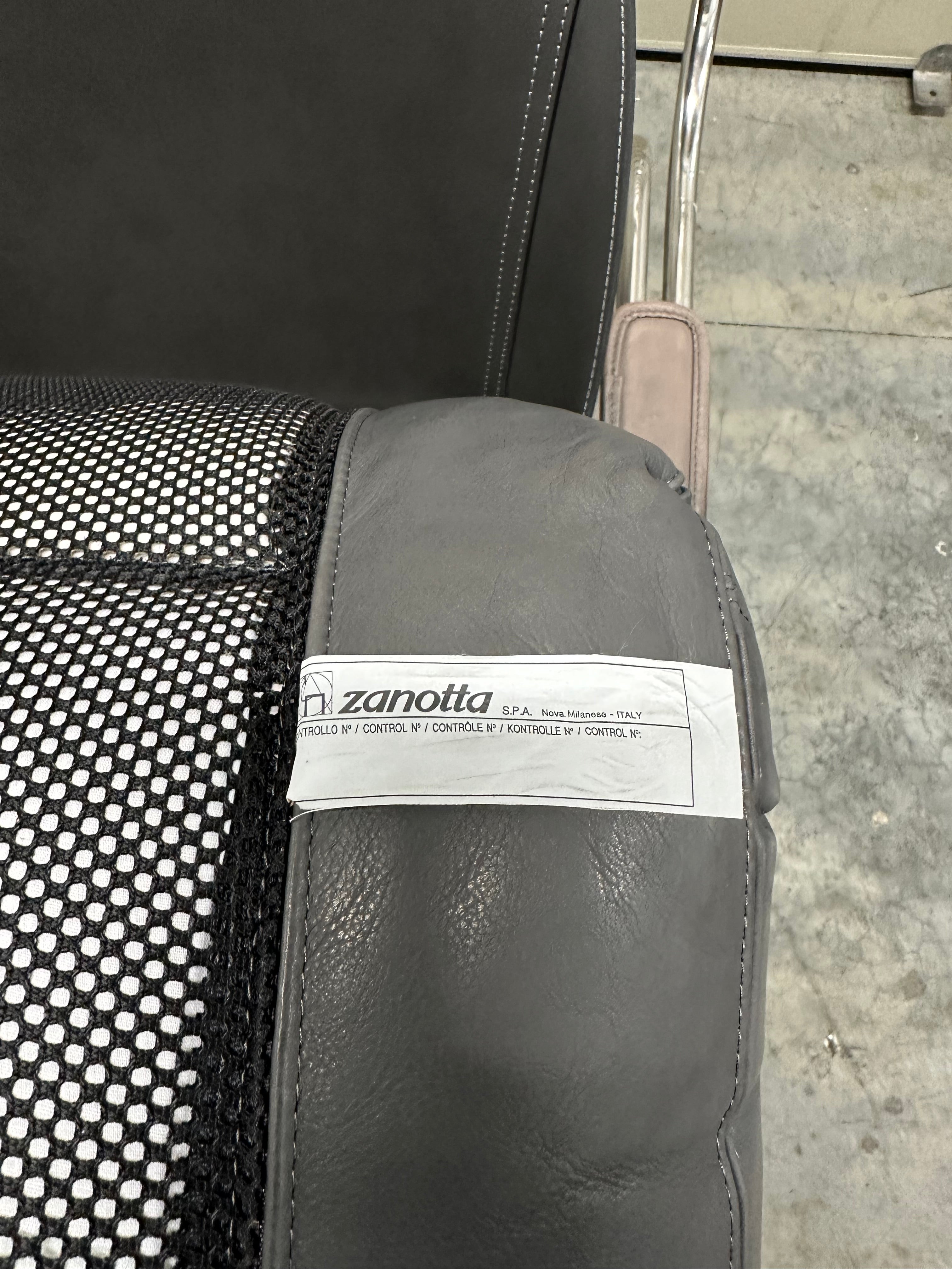 Marco Zanuso for Zanotta Brown Leather Maggiolina Lounge Chair & Footstool