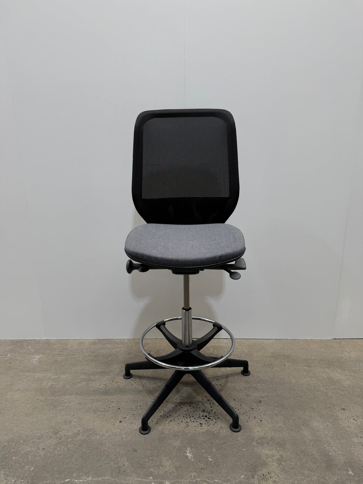 Orangebox Joy Drafting Chair – Black Mesh Back, Grey Seat – view 11 – pre-owned
