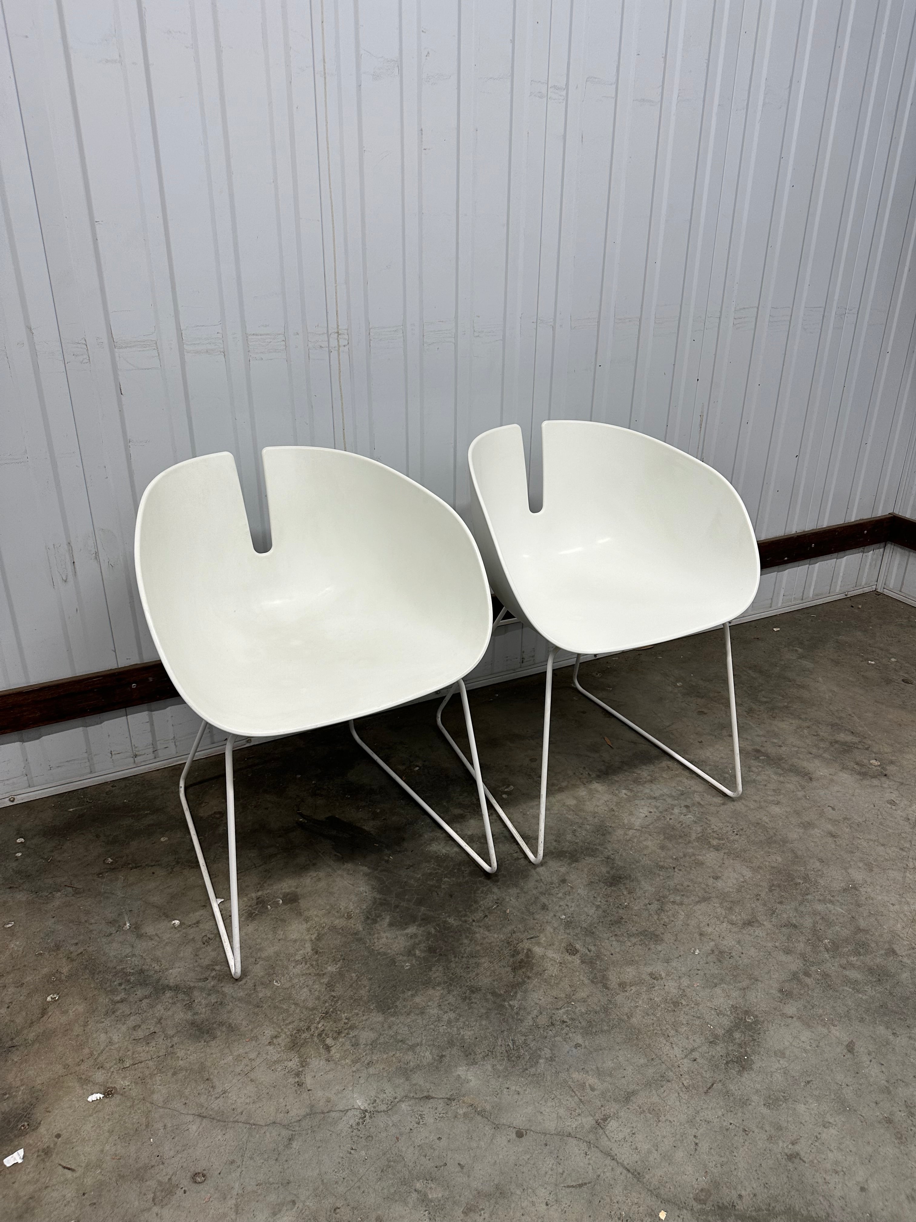 Moroso Fjord H Armchair - White with Satin Stainless Steel Base