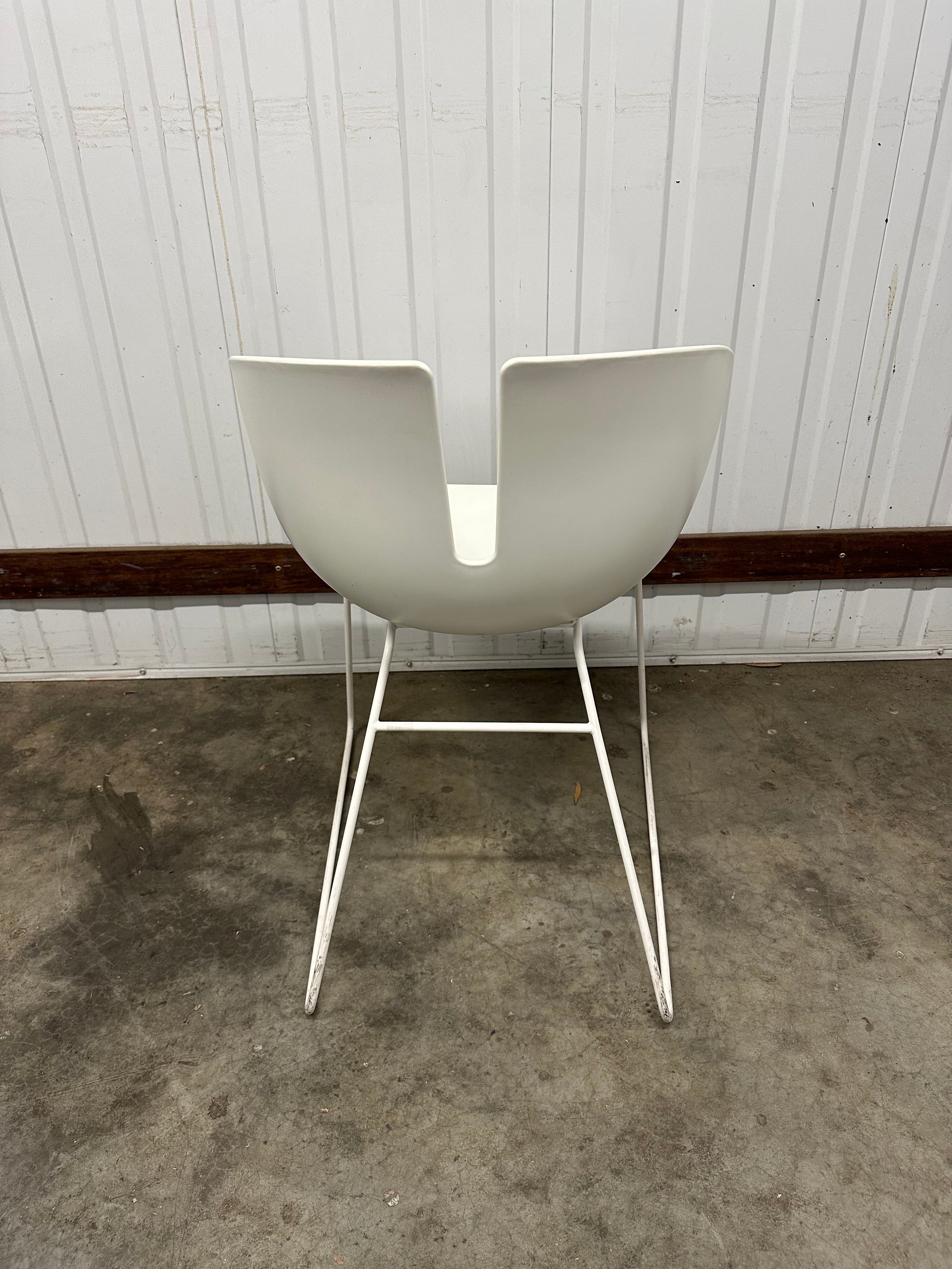 Moroso Fjord H Armchair - White with Satin Stainless Steel Base