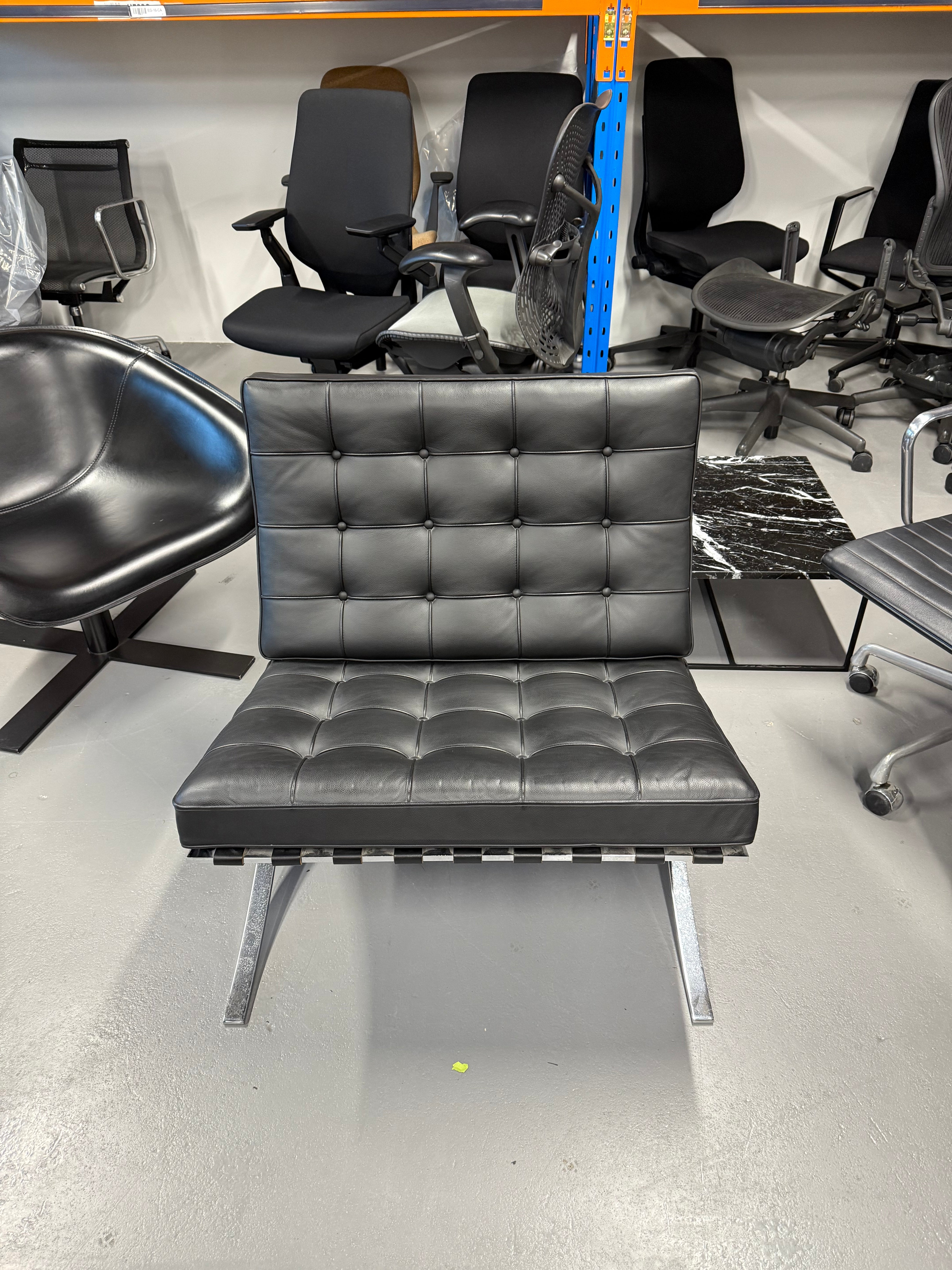 Original Knoll Barcelona Lounge Chair – Chrome Frame, Black Leather