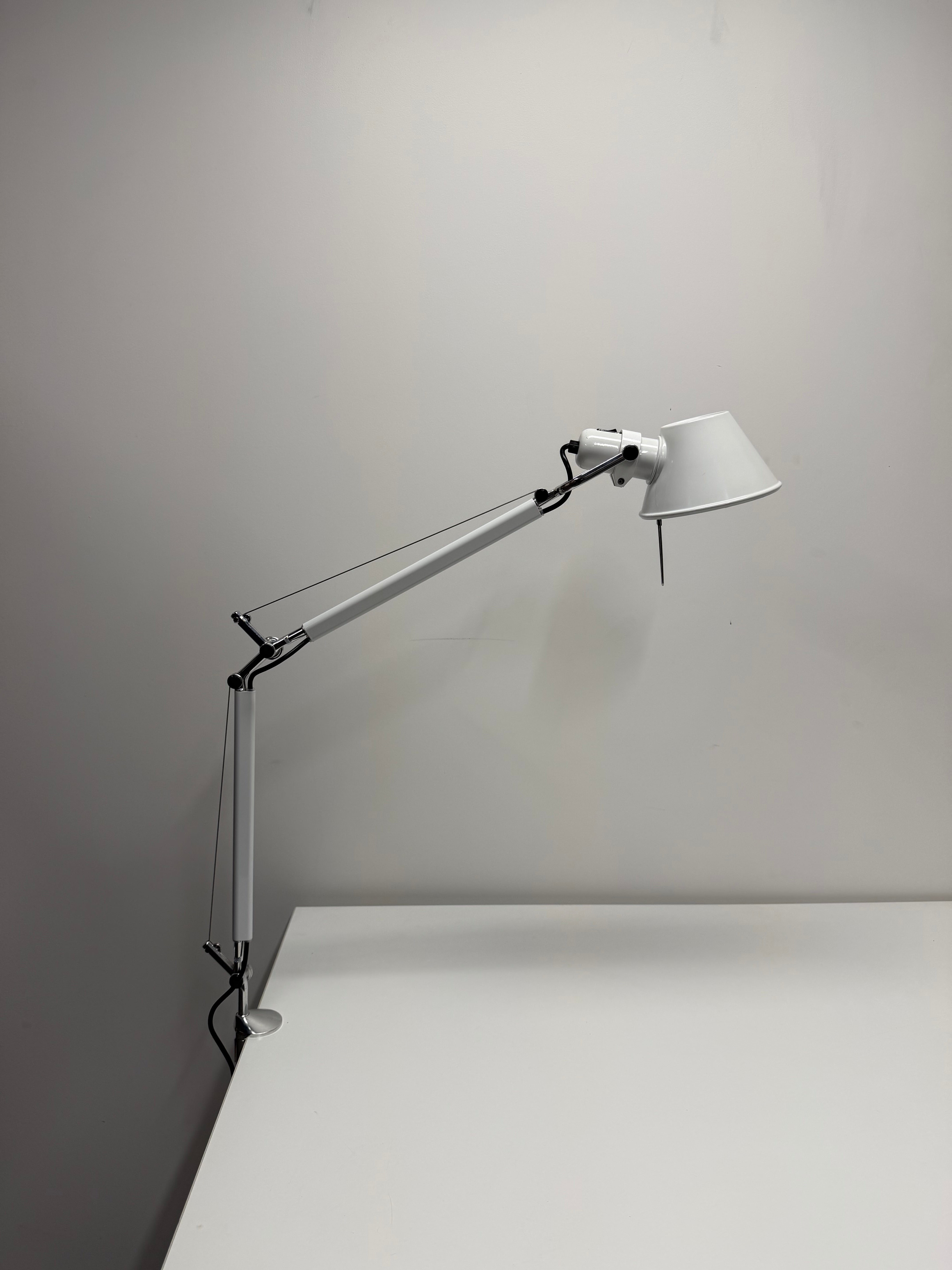 Artemide Tolomeo Mini Desk Lamp White - Clamp Mount | De Lucchi & Fassina