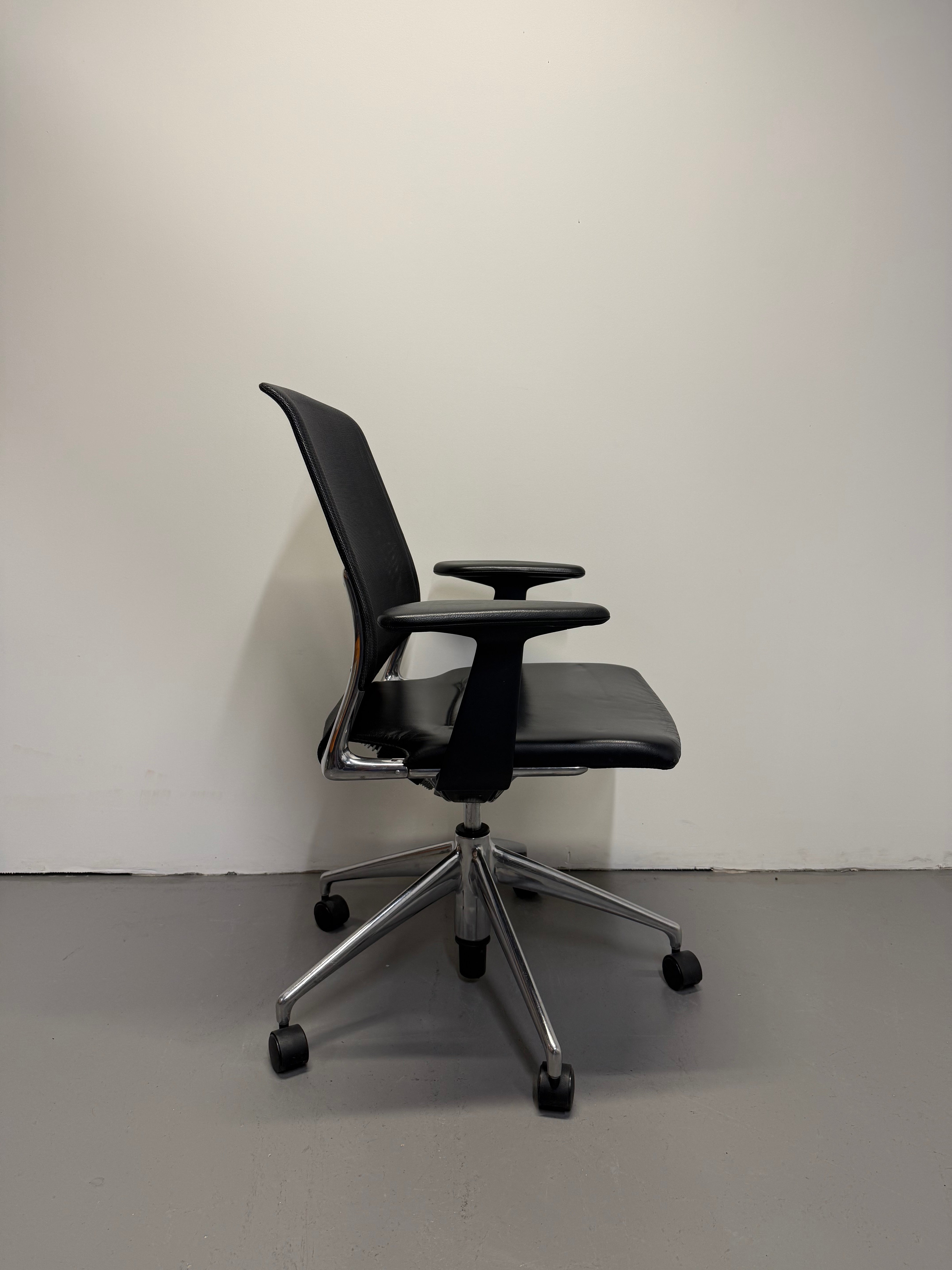 Vitra Meda Chair - Black Leather Seat & Mesh Back