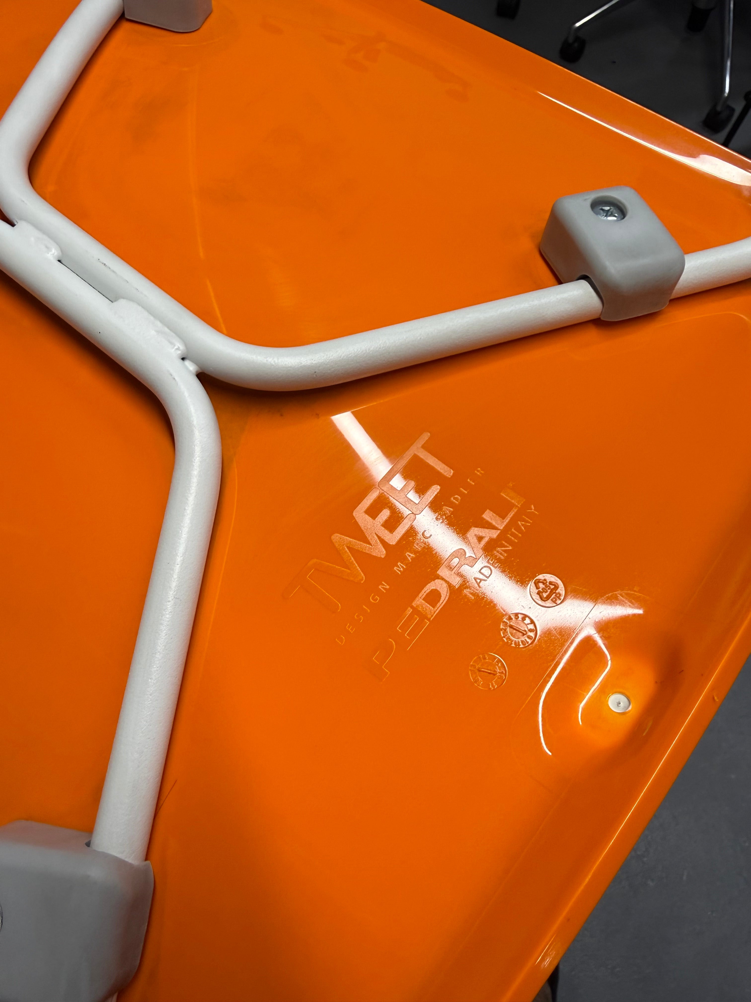 Pedrali Tweet Barstool - Orange & White with White Frame