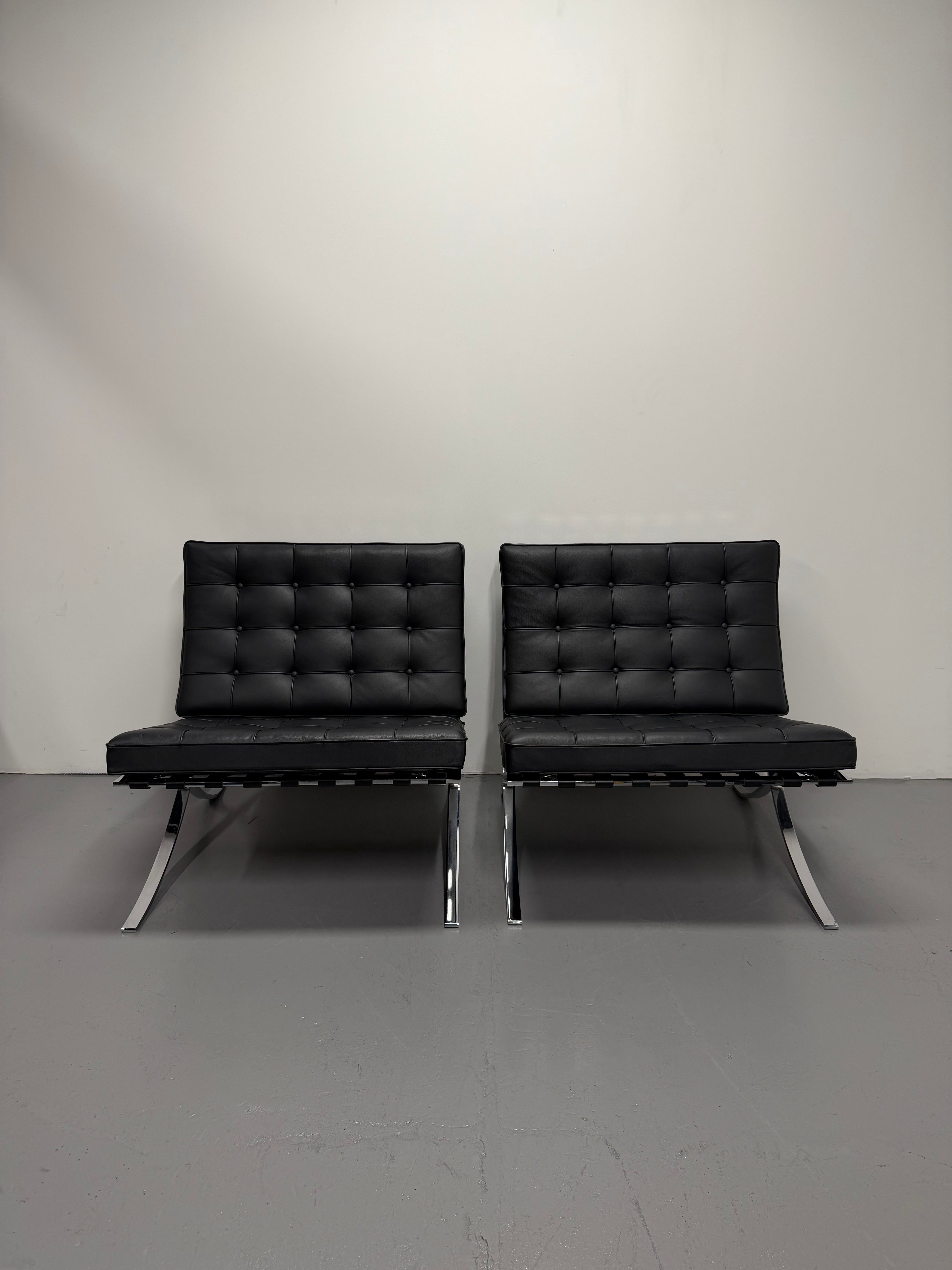 Original Knoll Barcelona Lounge Chair – Chrome Frame, Black Leather