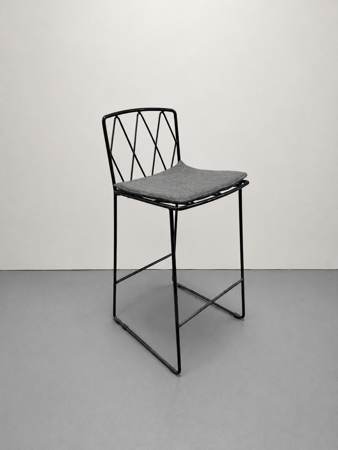 Jardan Seb Bar Stool with Grey Seat Cushion