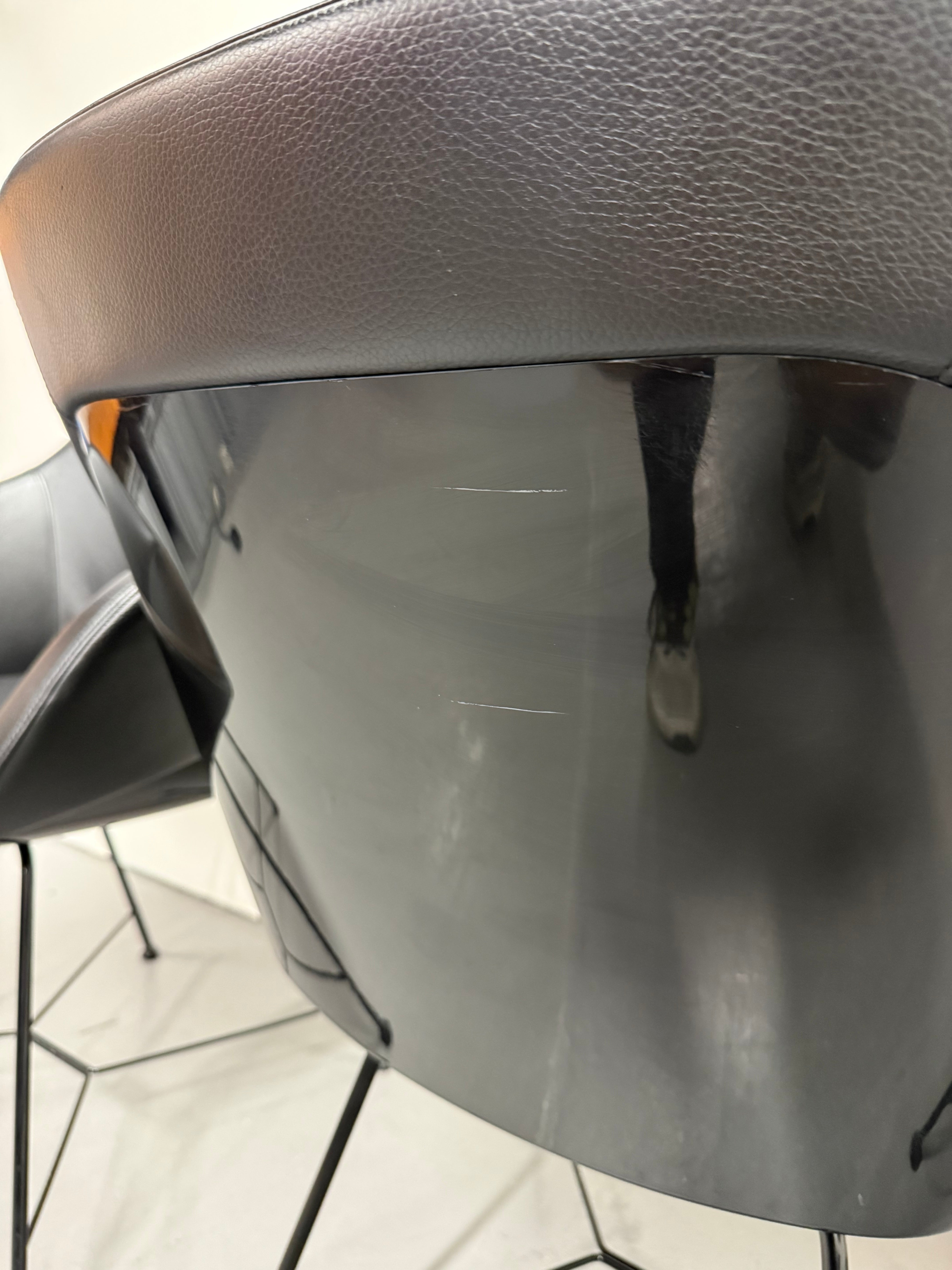 Walter Knoll Turtle Chair - Black Leather with Wire Base