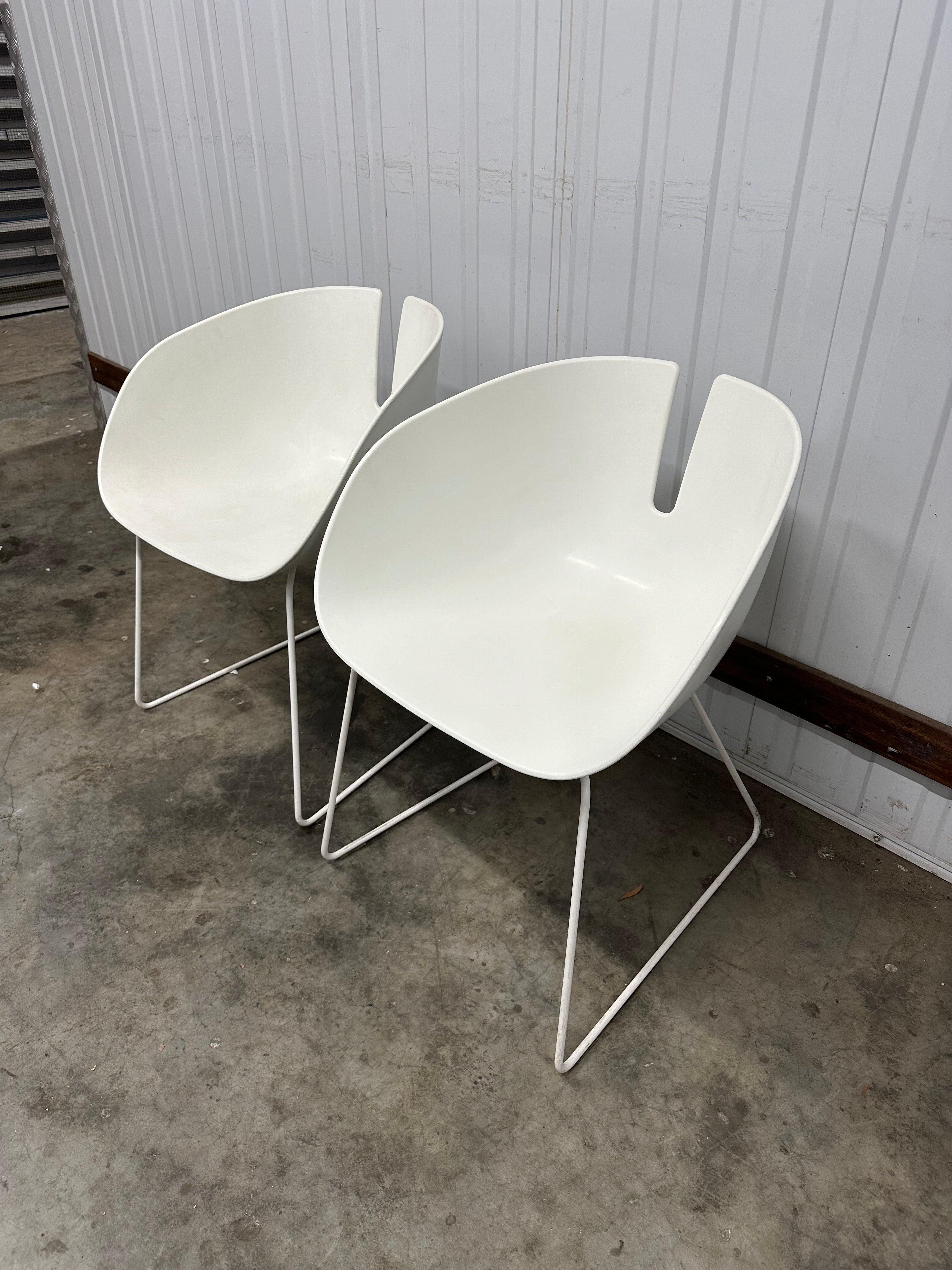 Moroso Fjord H Armchair - White with Satin Stainless Steel Base