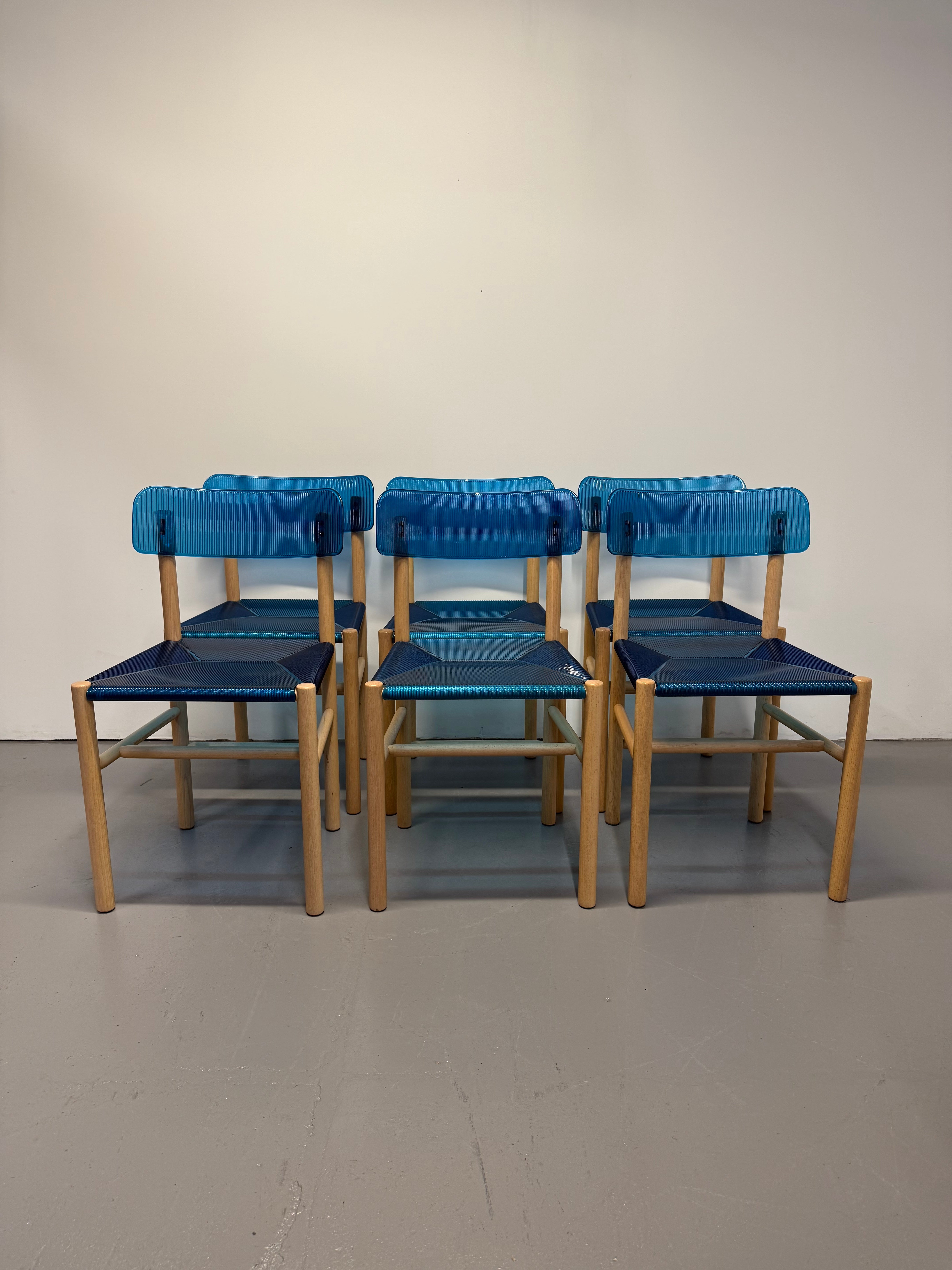 RARE Jasper Morrison ‘Trattoria’ Chairs for Magis – Sky Blue (6x Available)