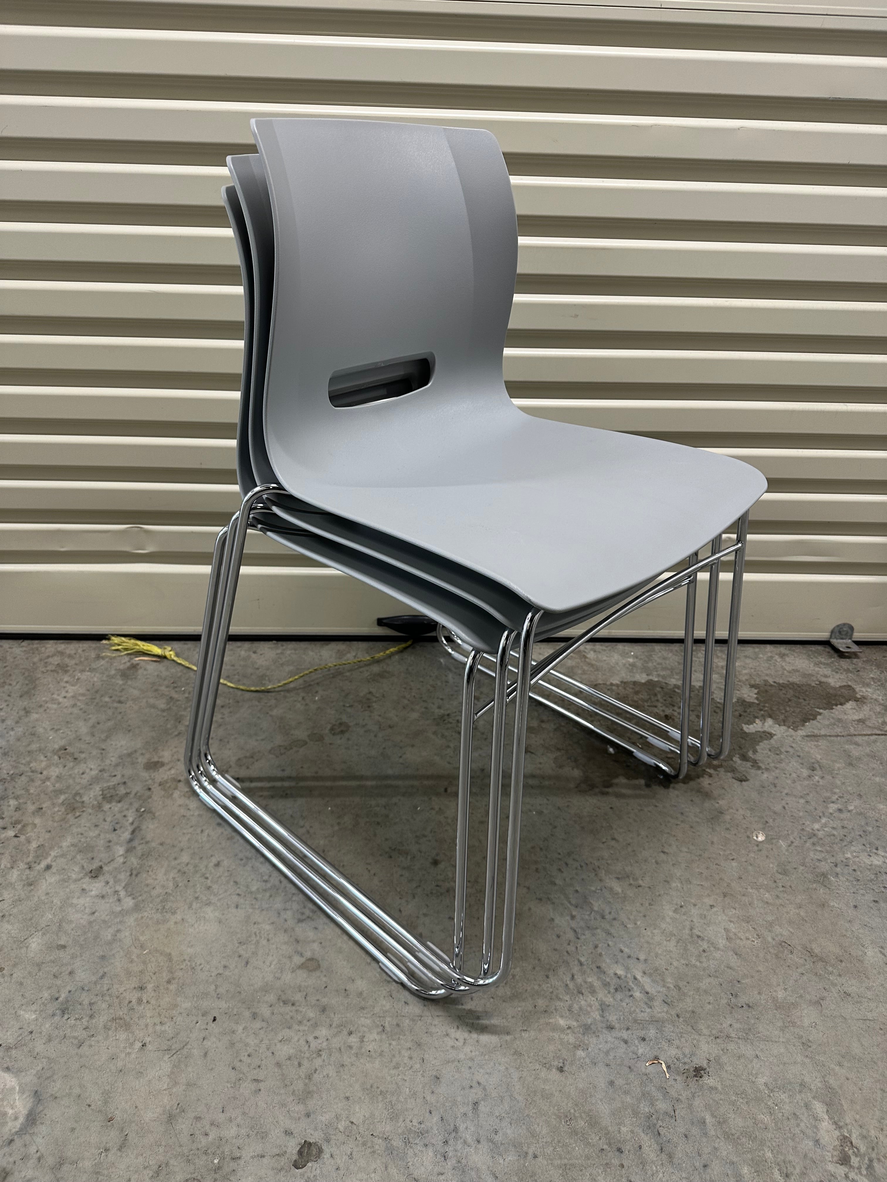 Casper Chair by Allermuir – Grey Plastic with Chrome Sled Base