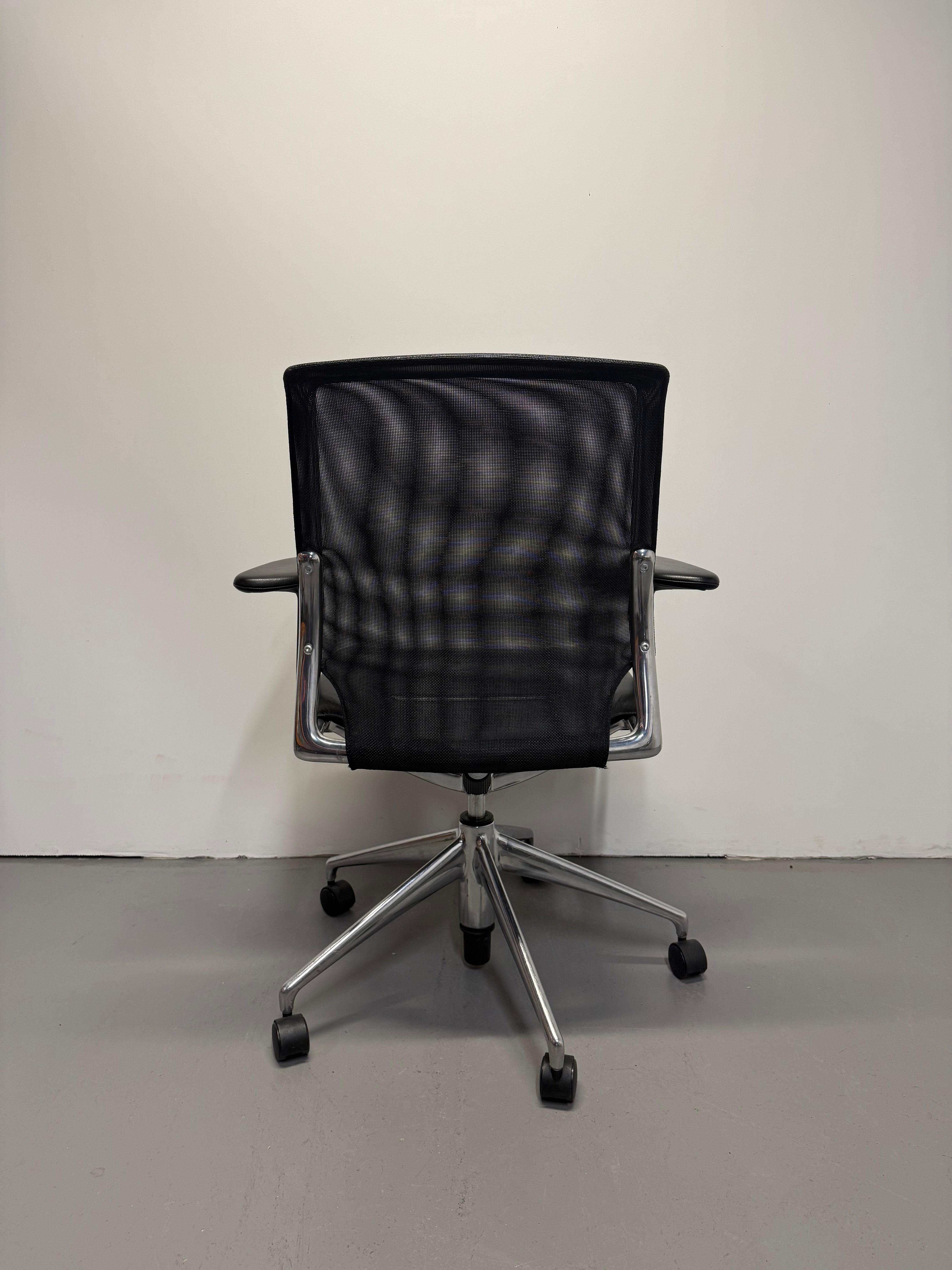 Vitra Meda Chair - Black Leather Seat & Mesh Back