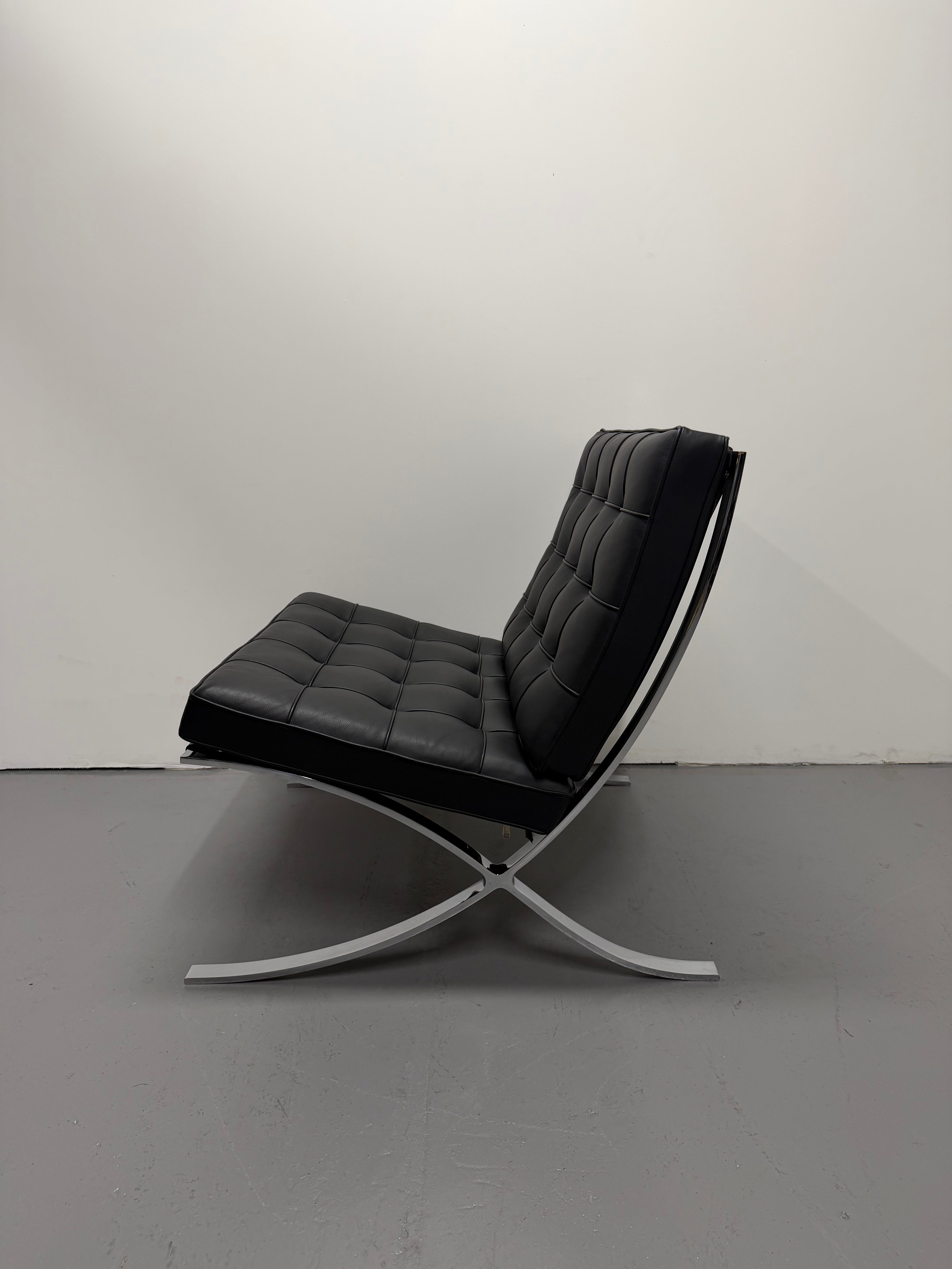 Original Knoll Barcelona Lounge Chair – Chrome Frame, Black Leather