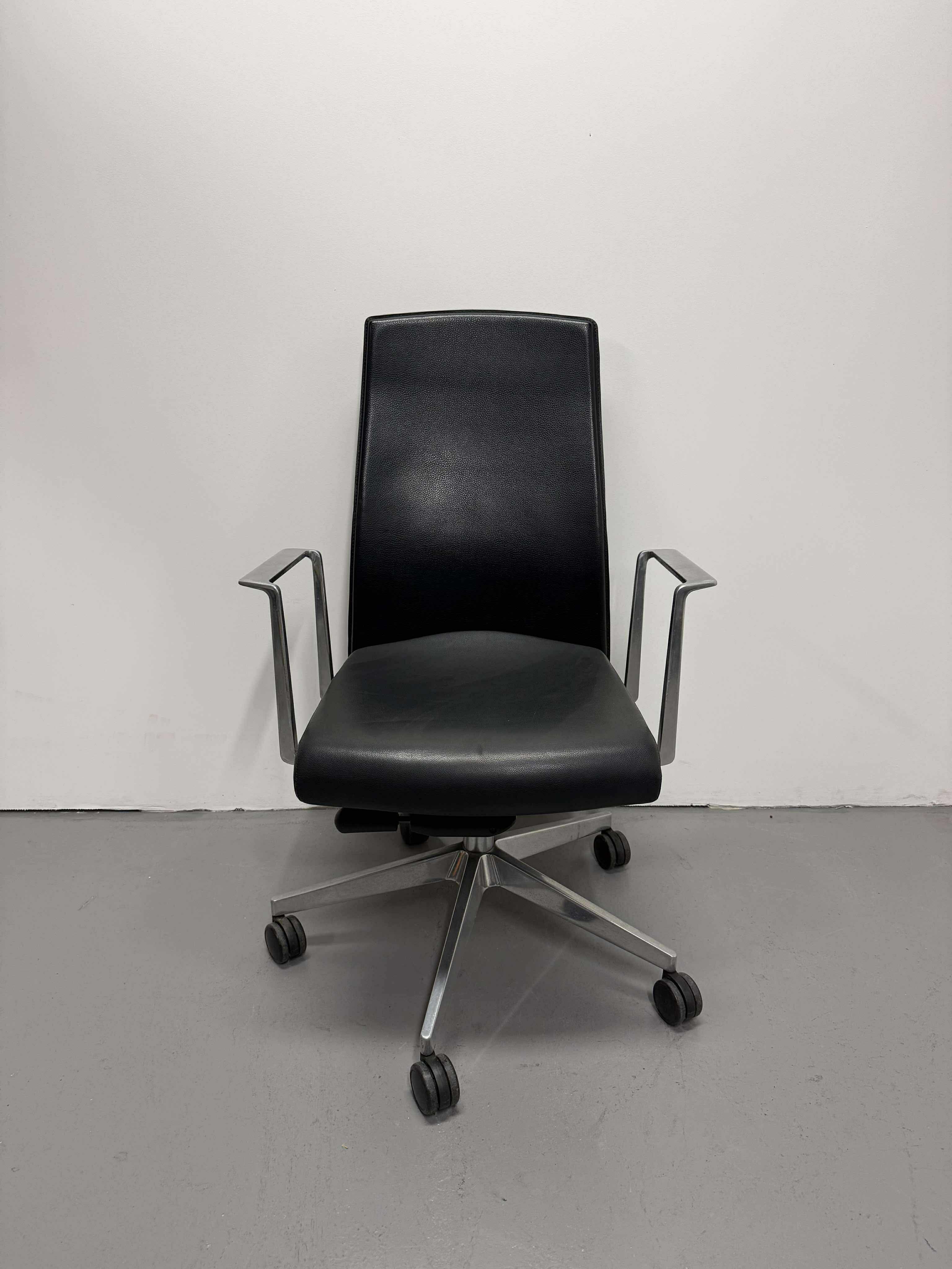 Boardroom Chair - Black Leather & Chrome Base