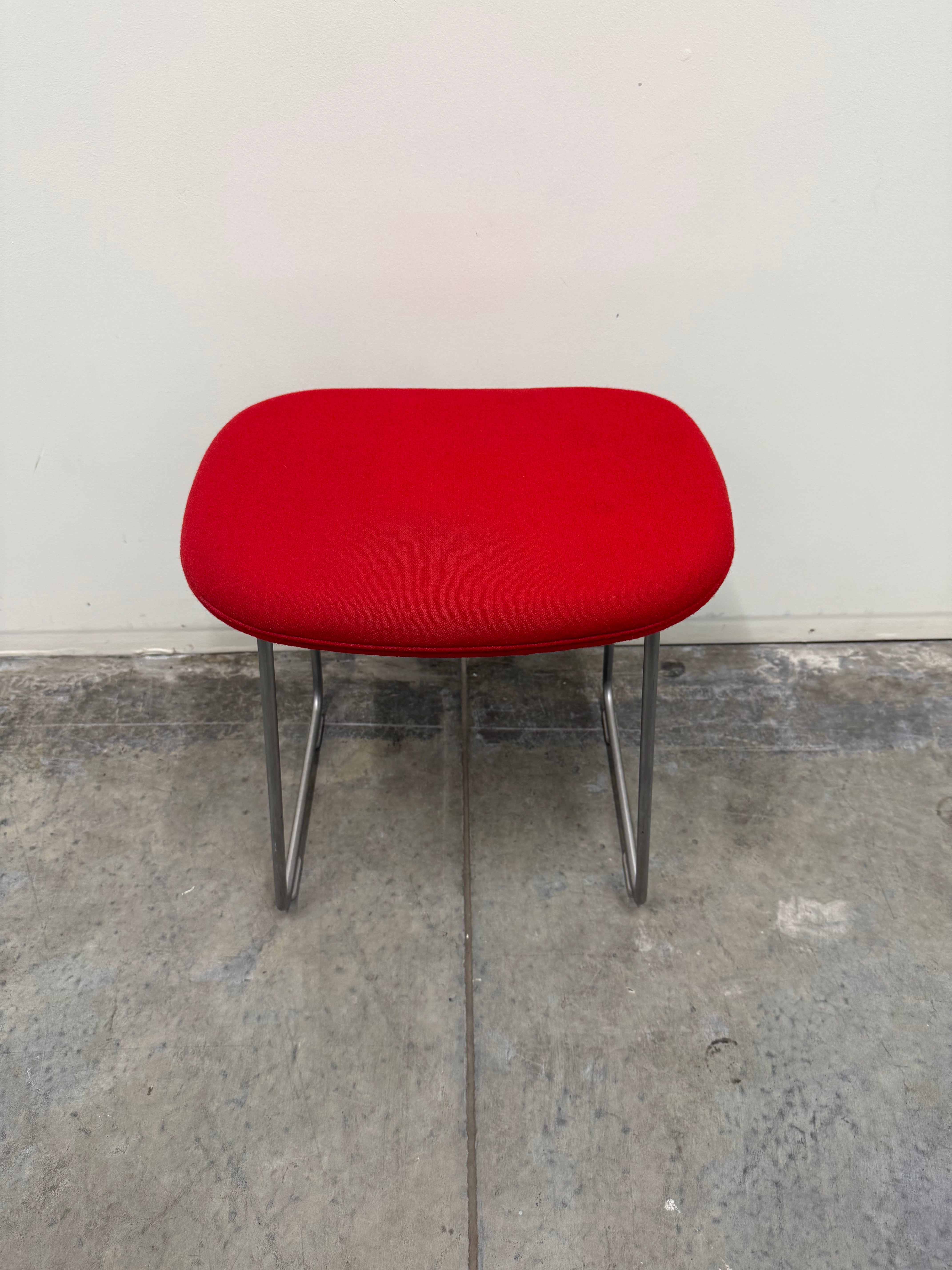 Cappellini Low Stool – Red Upholstery with Sled Base | Italian Design