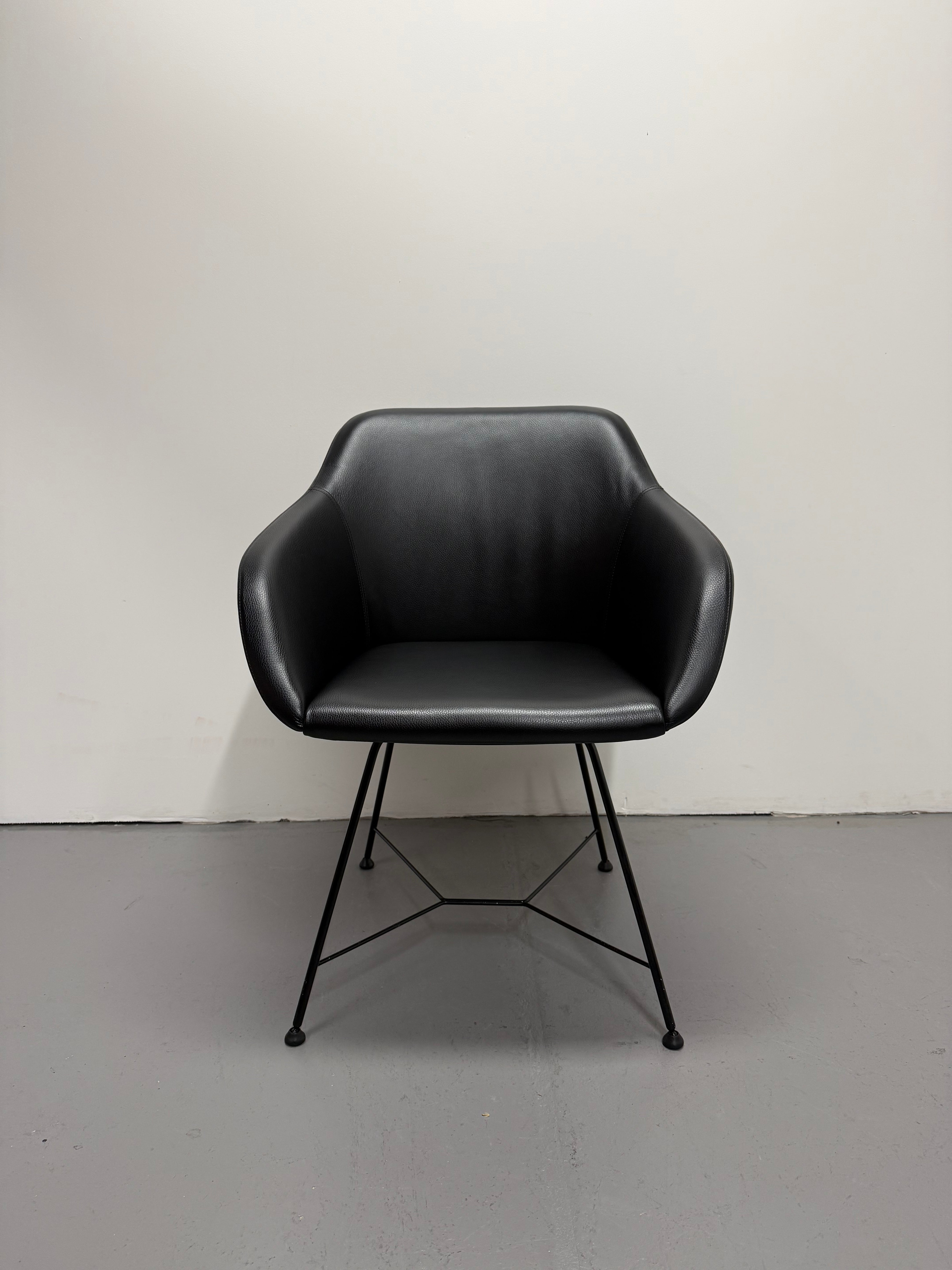 Walter Knoll Turtle Chair - Black Leather with Wire Base