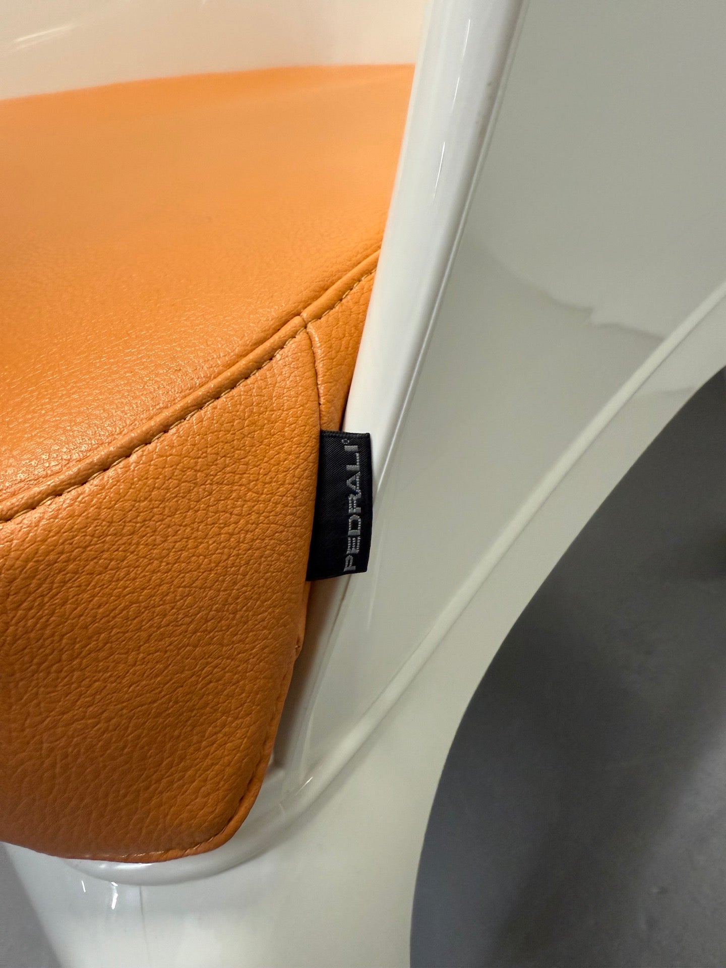 RARE Pedrali Pasha 660 Armchair – Glossy White with Cognac Cushion