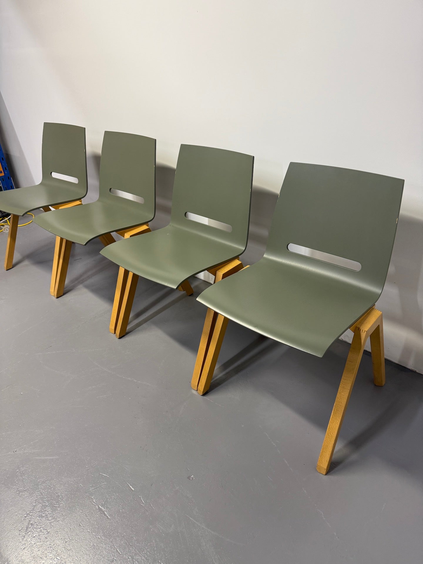 Hussl Forum 2S Chairs – Green Bentwood with Solid Beech Base - Stackable