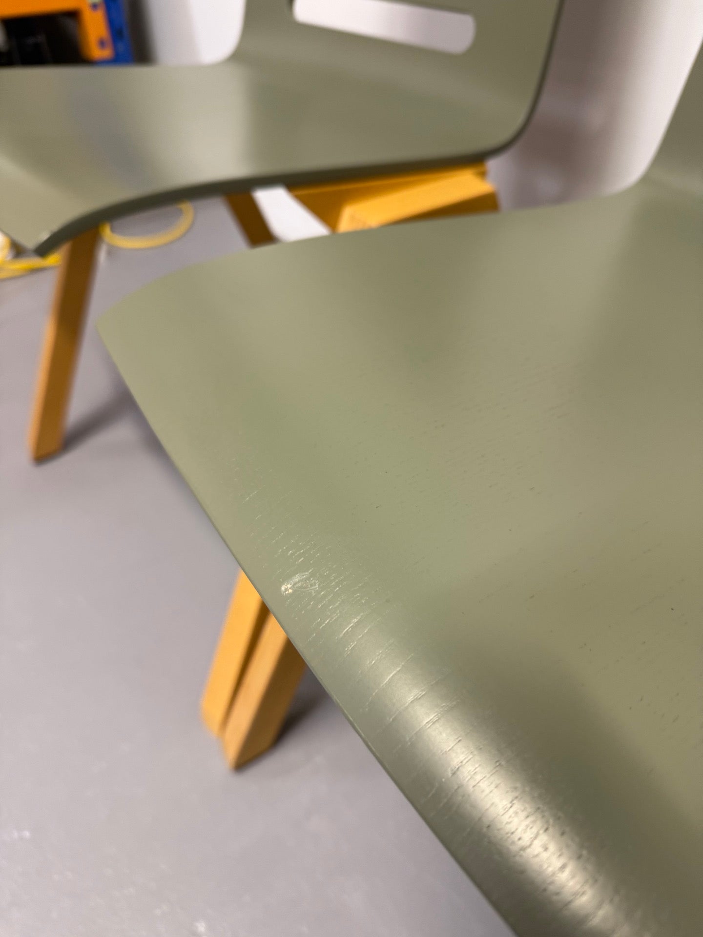 Hussl Forum 2S Chairs – Green Bentwood with Solid Beech Base - Stackable