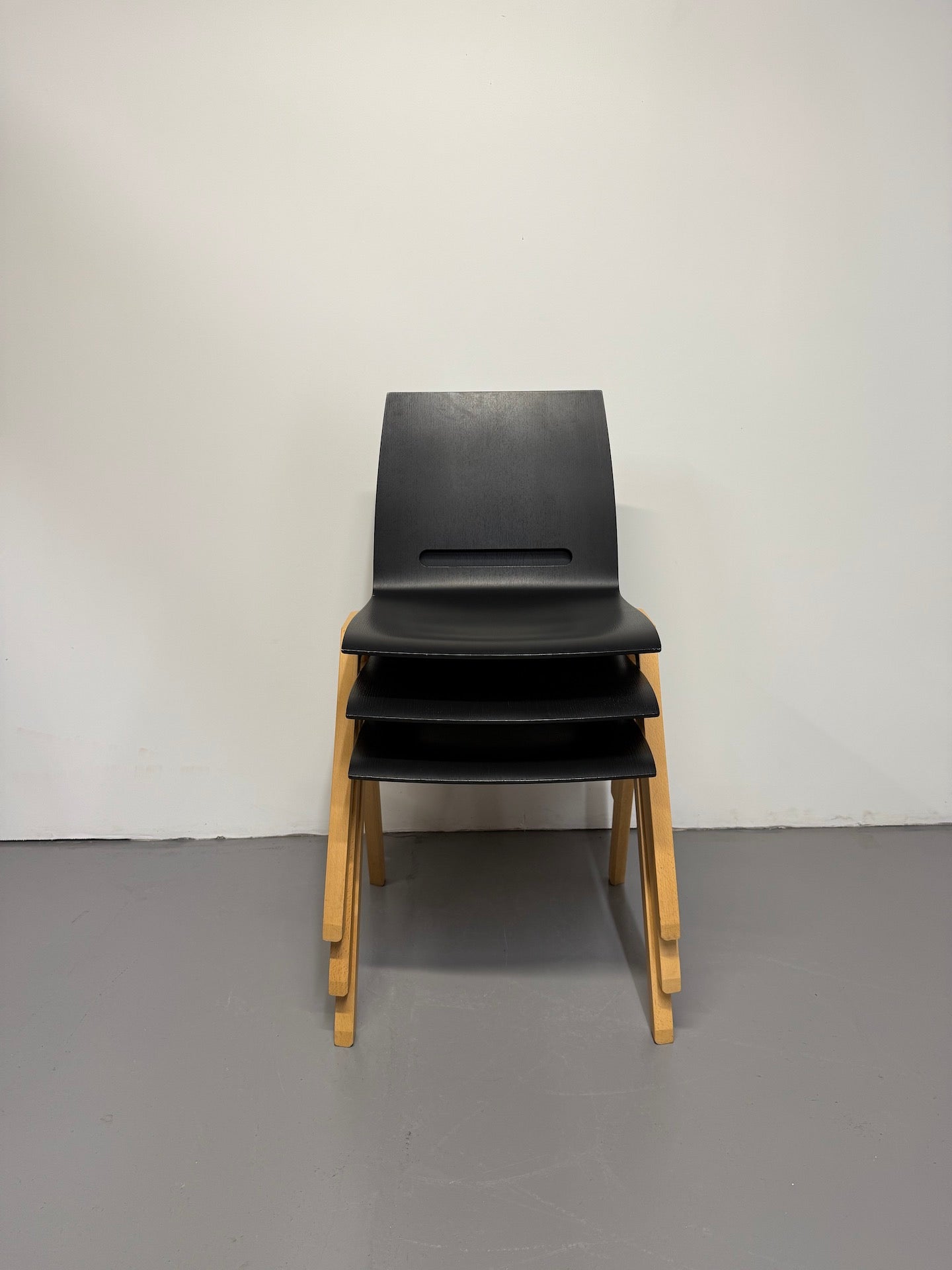 Hussl Forum 2S Chairs – Black Bentwood with Solid Beech Base - Stackable