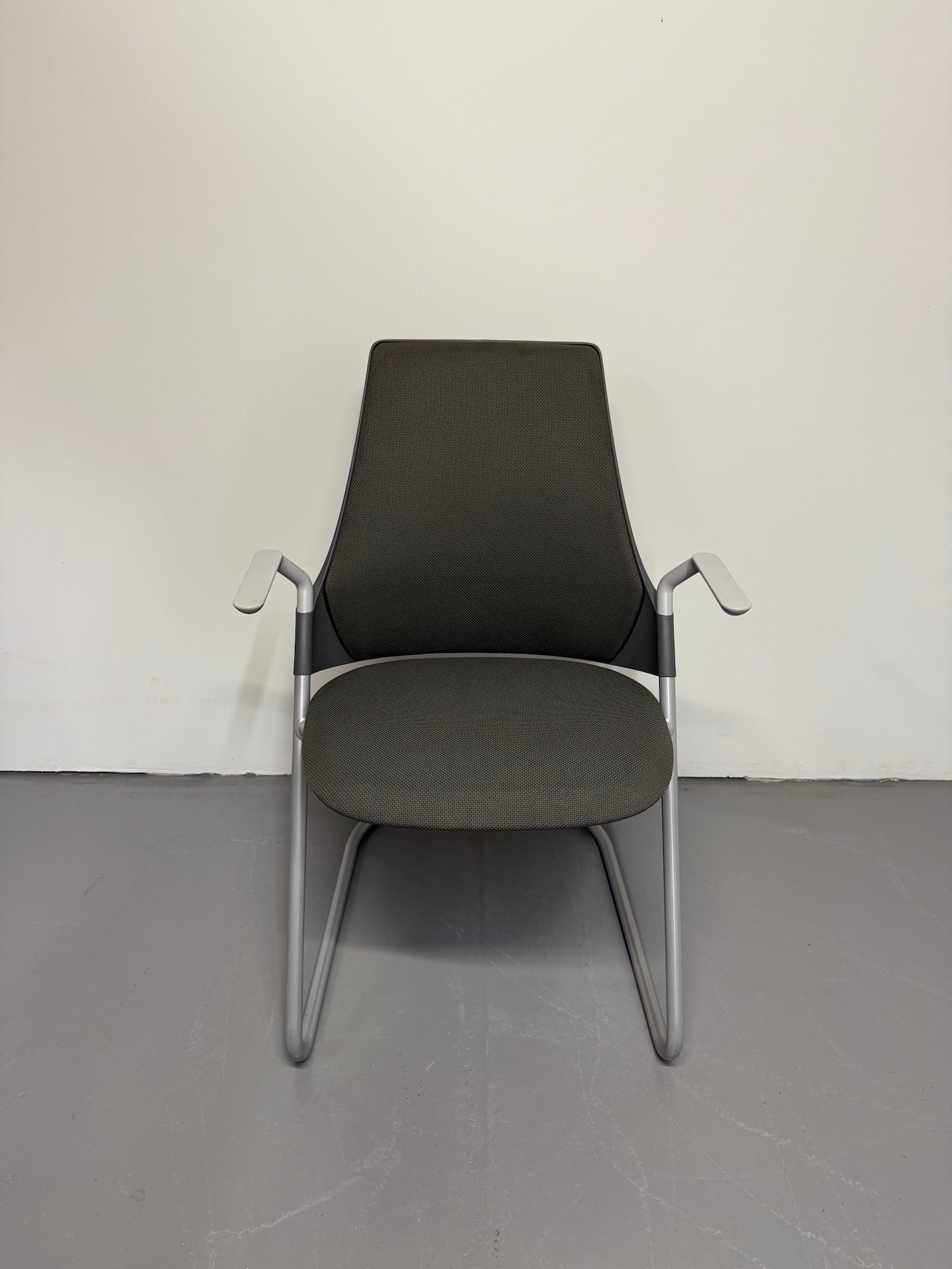 RARE Herman Miller Sayl Side Chair - Sled Base with fixed Arms (Grey Suspension Back)