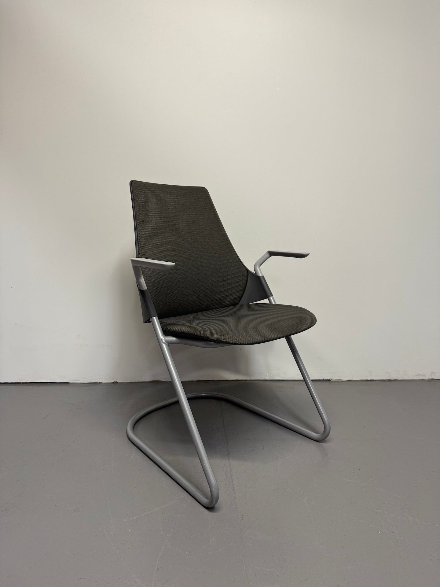 RARE Herman Miller Sayl Side Chair - Sled Base with fixed Arms (Grey Suspension Back)