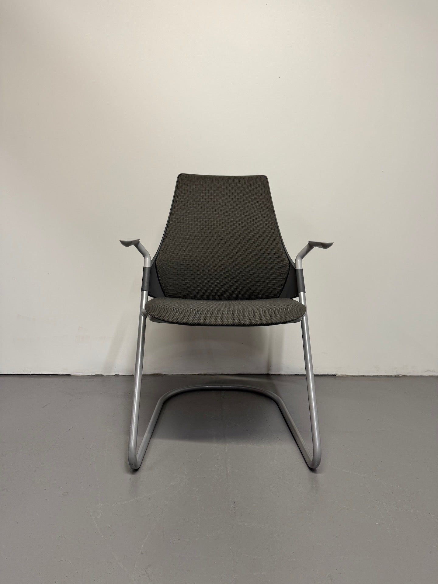 RARE Herman Miller Sayl Side Chair - Sled Base with fixed Arms (Grey Suspension Back)