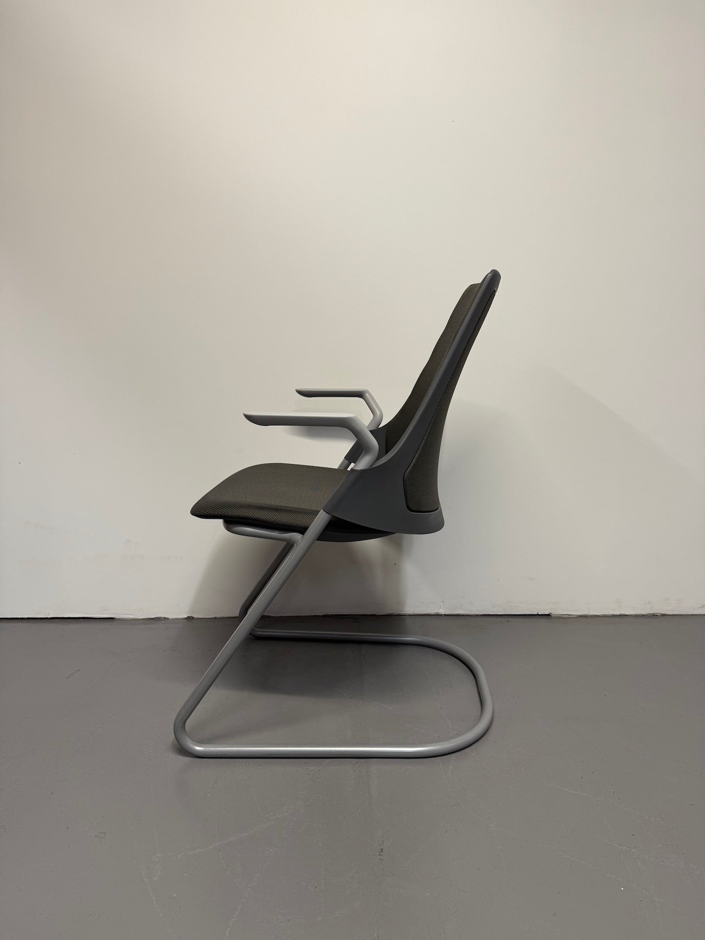 RARE Herman Miller Sayl Side Chair - Sled Base with fixed Arms (Grey Suspension Back)