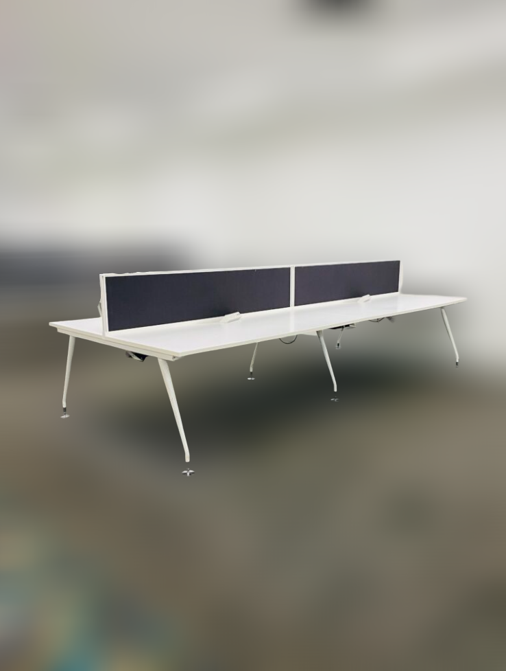 Multi person Workstation with Partitions – White