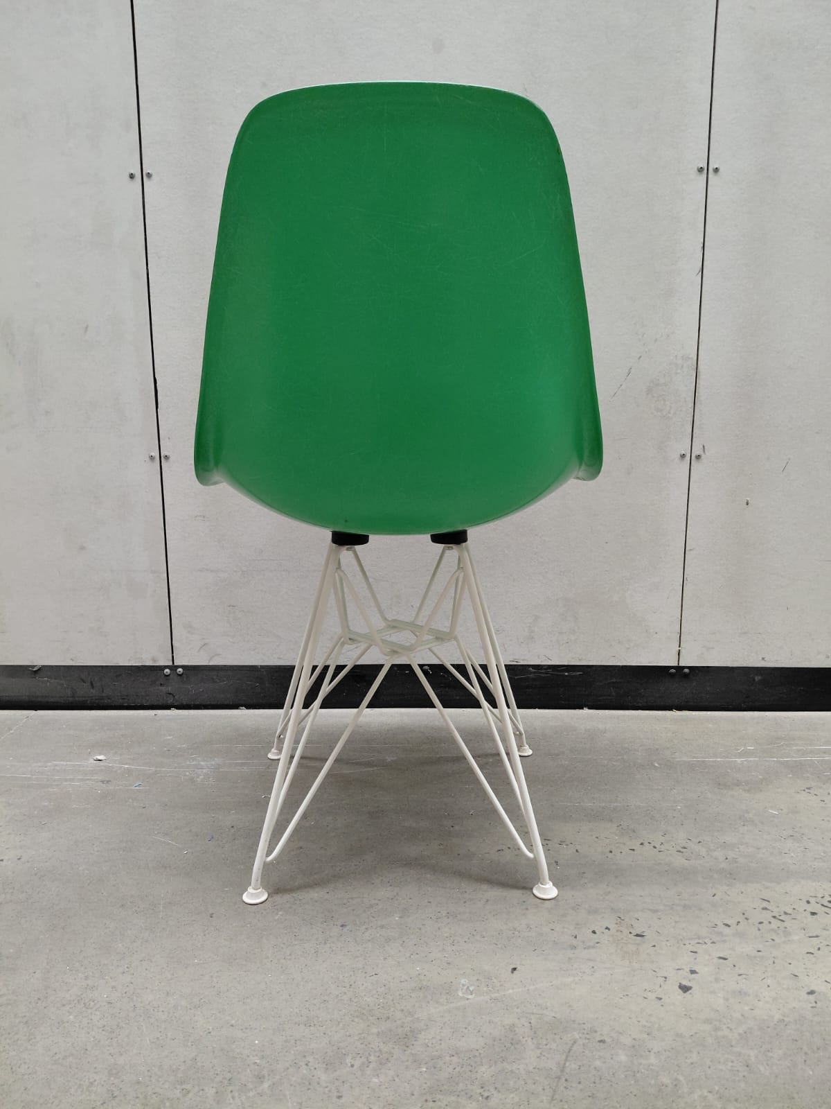 Authentic Herman Miller Eames Molded Fiberglass Side Chair – Green / White Wire Base