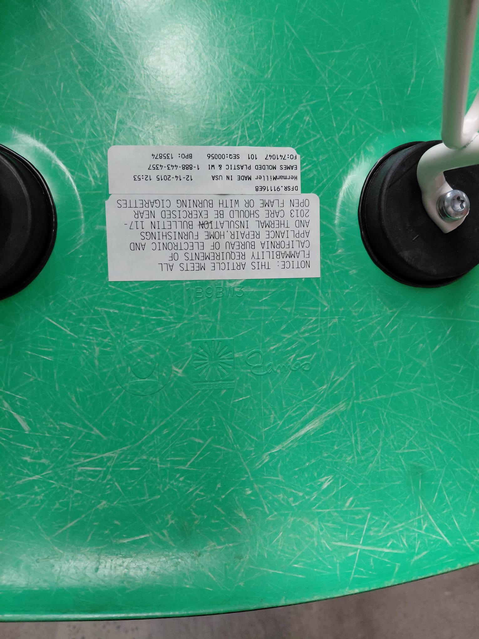 Authentic Herman Miller Eames Molded Fiberglass Side Chair – Green / White Wire Base