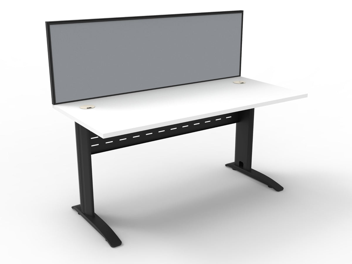 Fabric desk privacy screens fitted to office desks