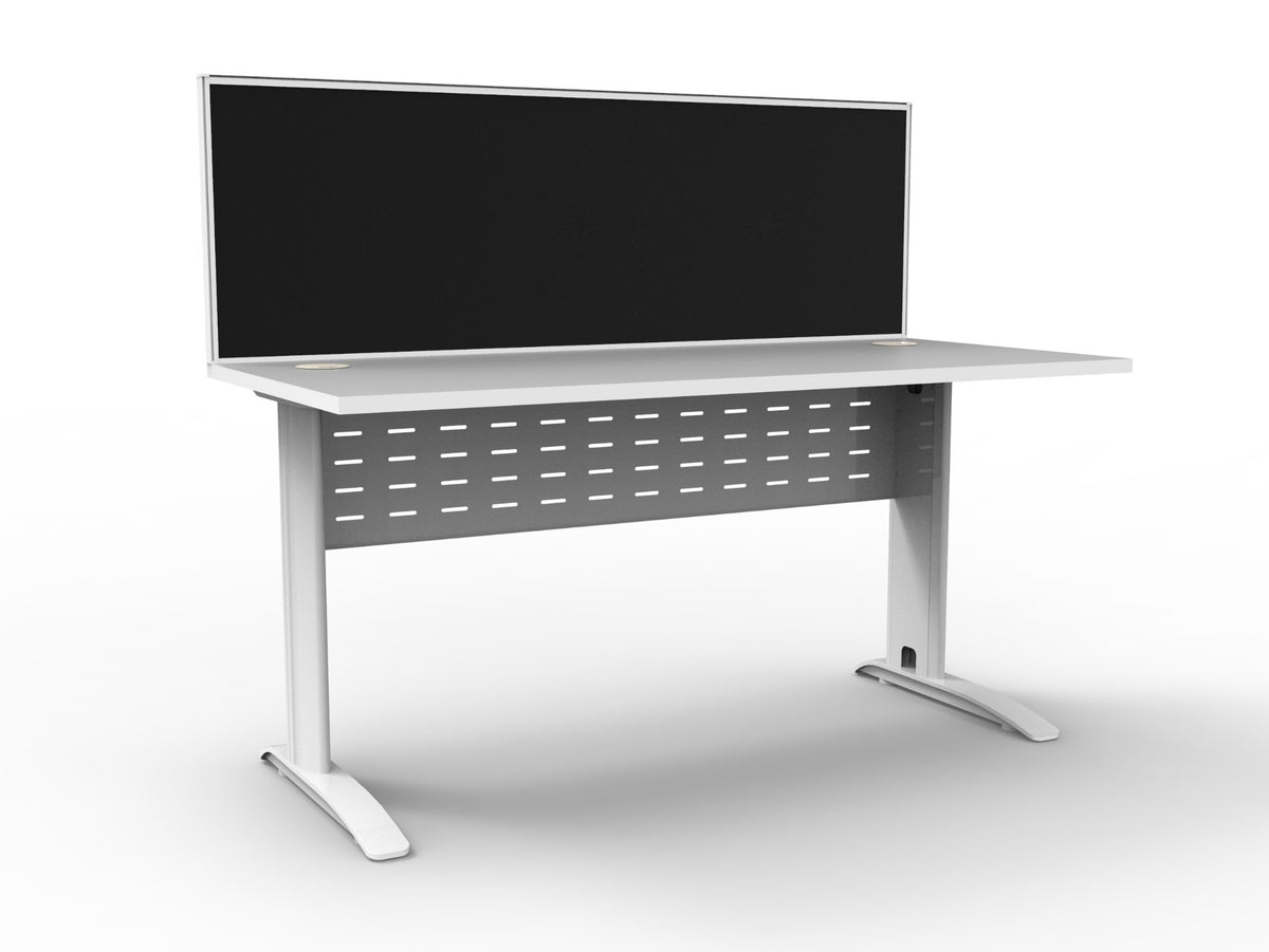 Fabric desk privacy screens fitted to office desks