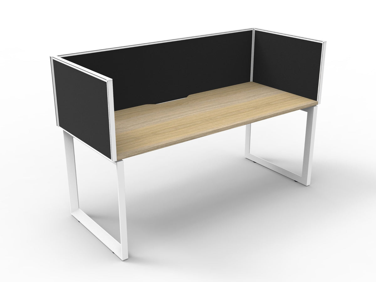 Fabric desk privacy screens fitted to office desks