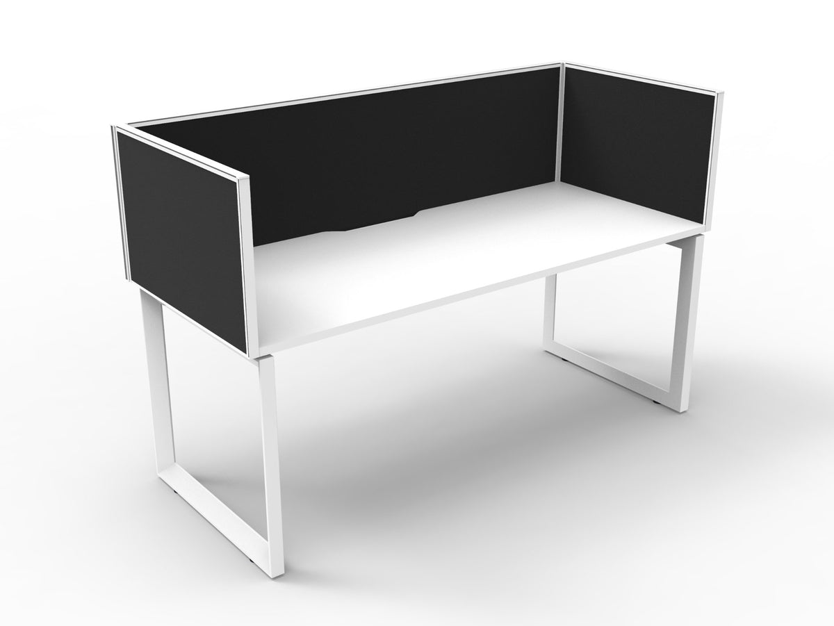 Fabric desk privacy screens fitted to office desks