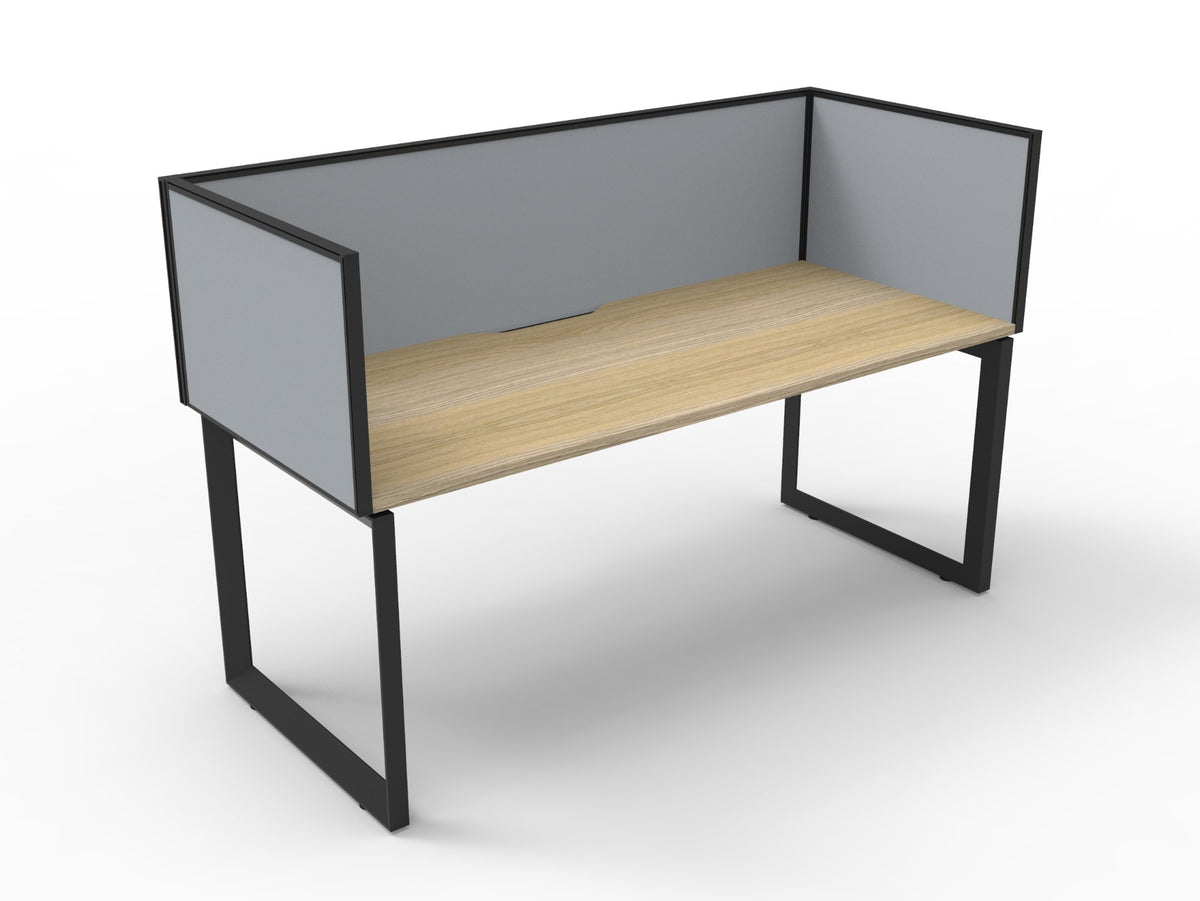Fabric desk privacy screens fitted to office desks