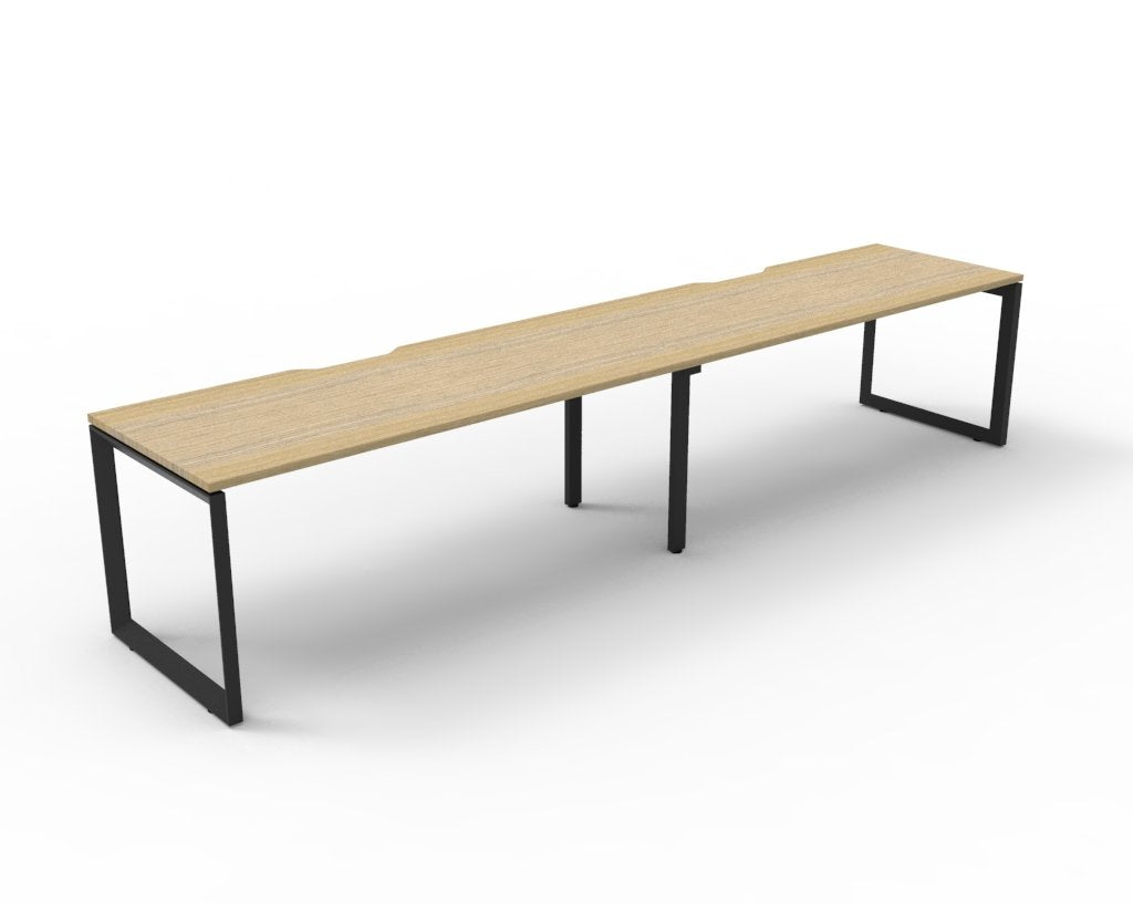 Loop leg office desk, pod of 2, oak top, black frame
