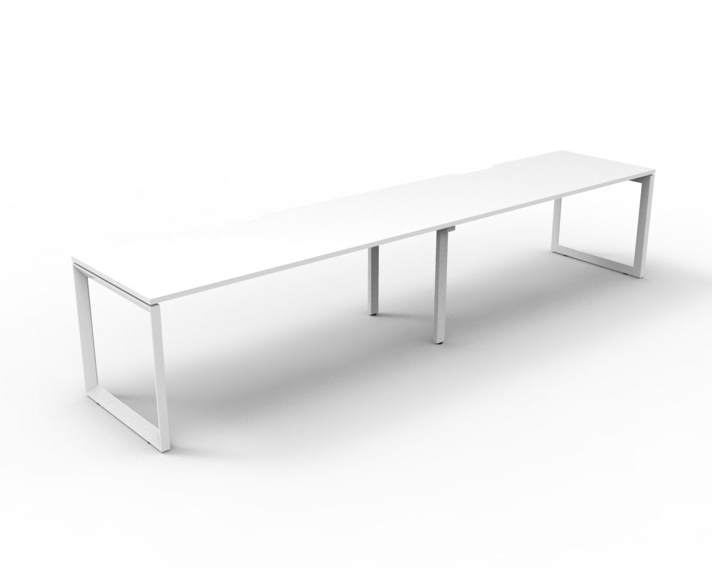 Loop leg office desk, pod of 2, white top, white frame