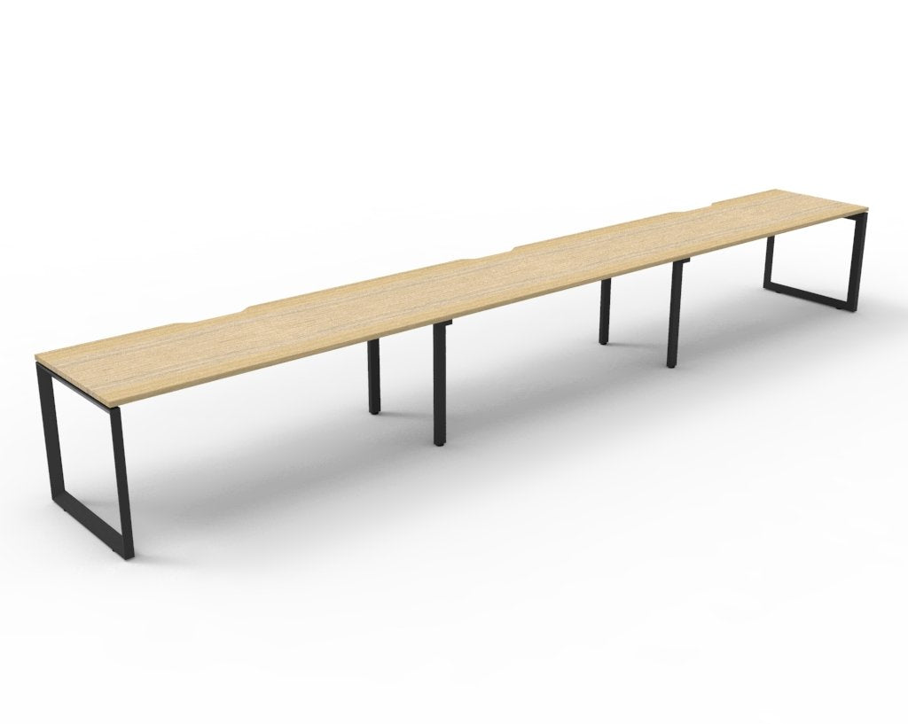 Loop leg office desk, pod of 3, oak top, black frame