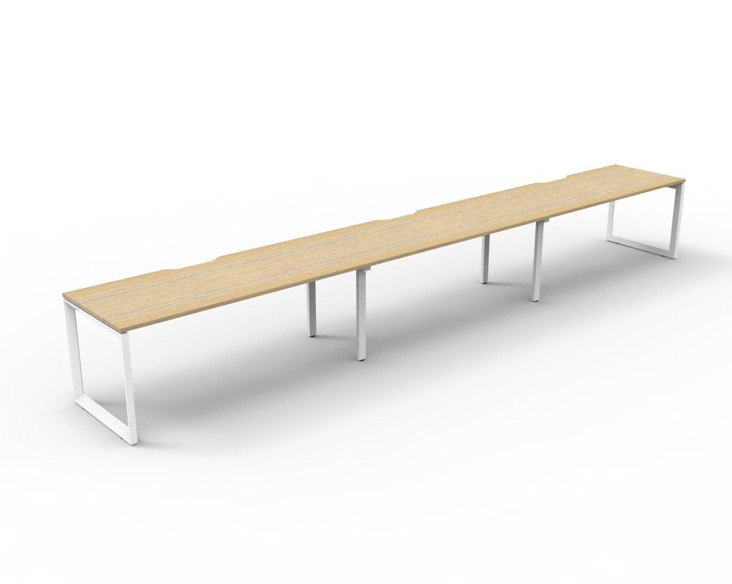Loop leg office desk, pod of 3, oak top, white frame