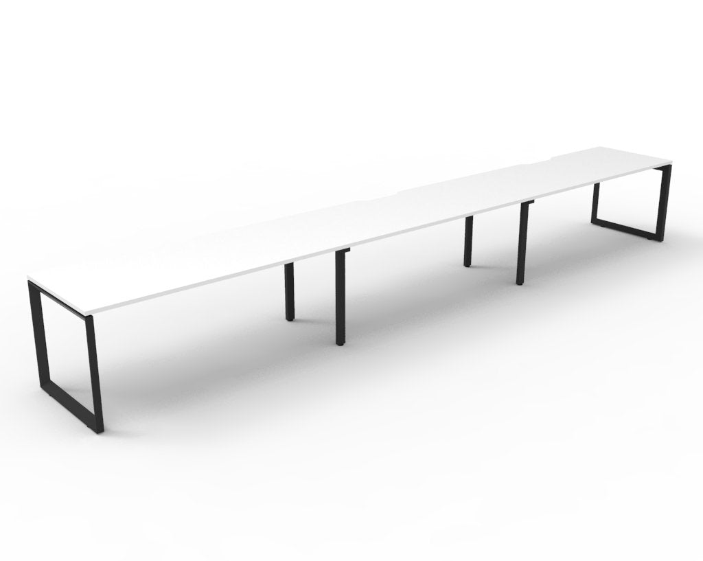 Loop leg office desk, pod of 3, white top, black frame