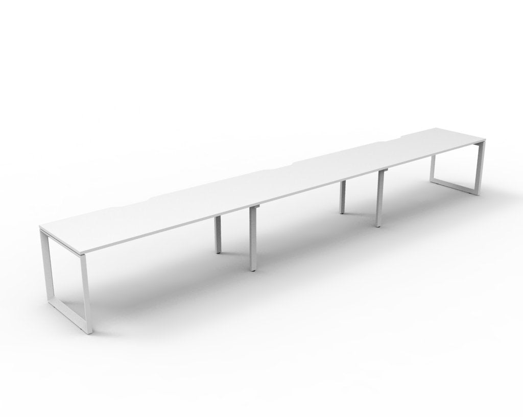 Loop leg office desk, pod of 3, white top, white frame