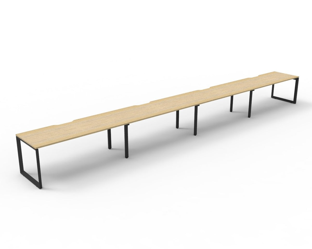 Loop leg office desk, pod of 4, oak top, black frame