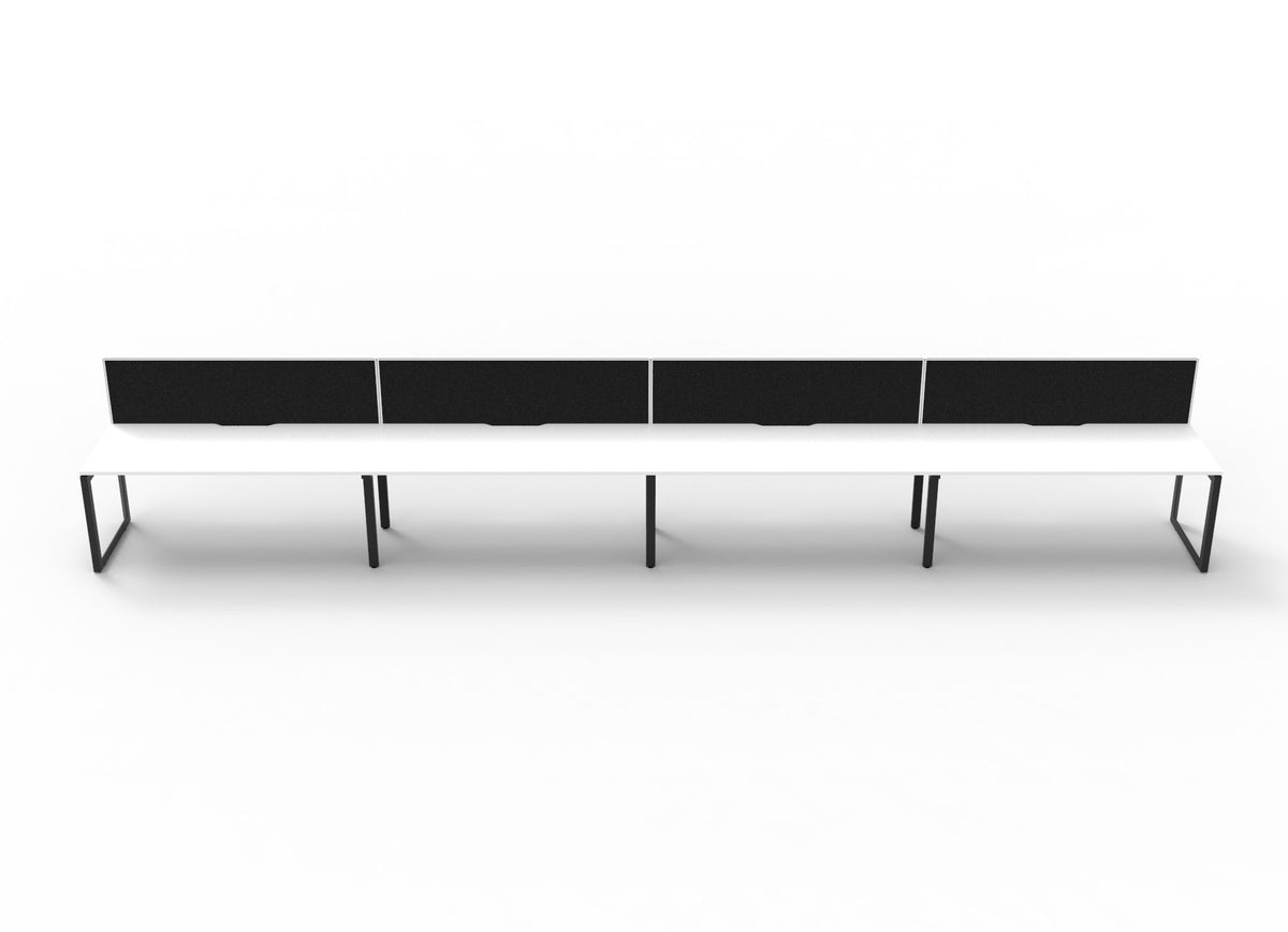 Loop leg office desk, pod of 4, with screens