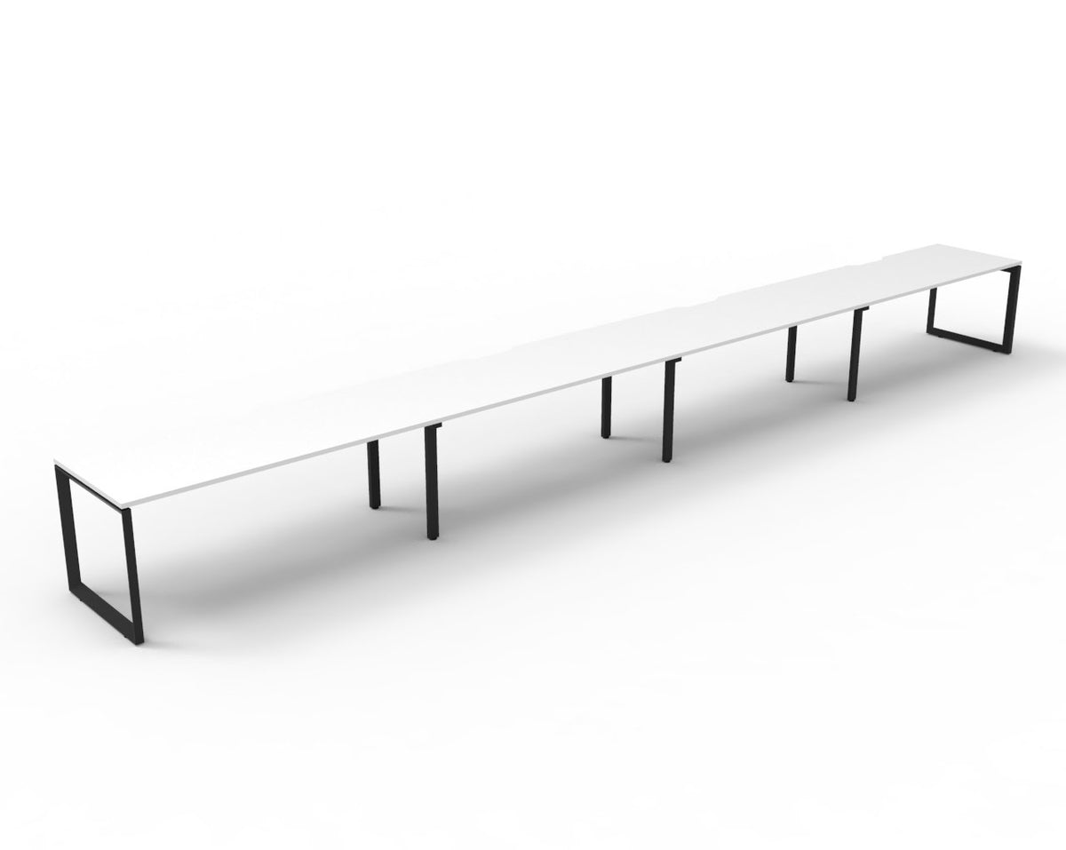 Loop leg office desk, pod of 4, white top, black frame