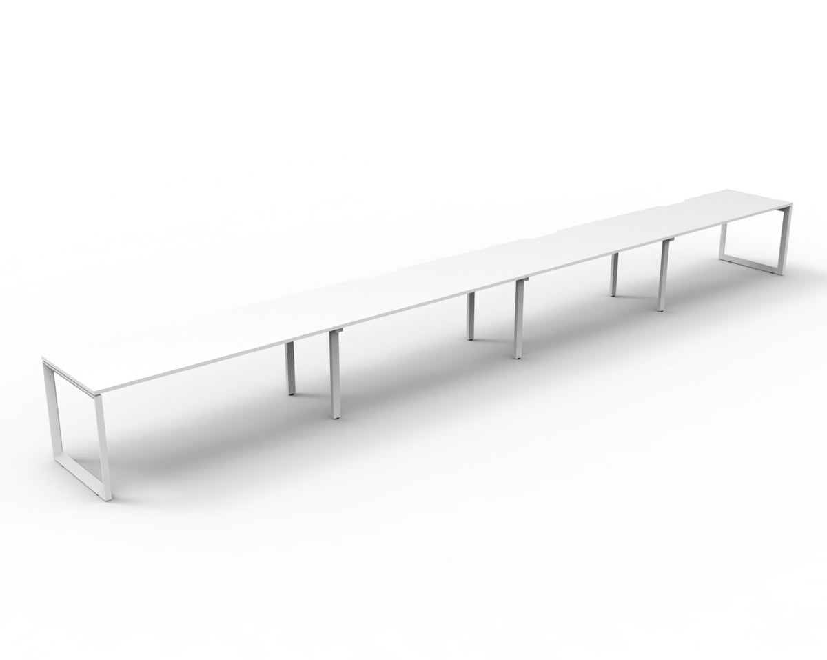 Loop leg office desk, pod of 4, white top, white frame