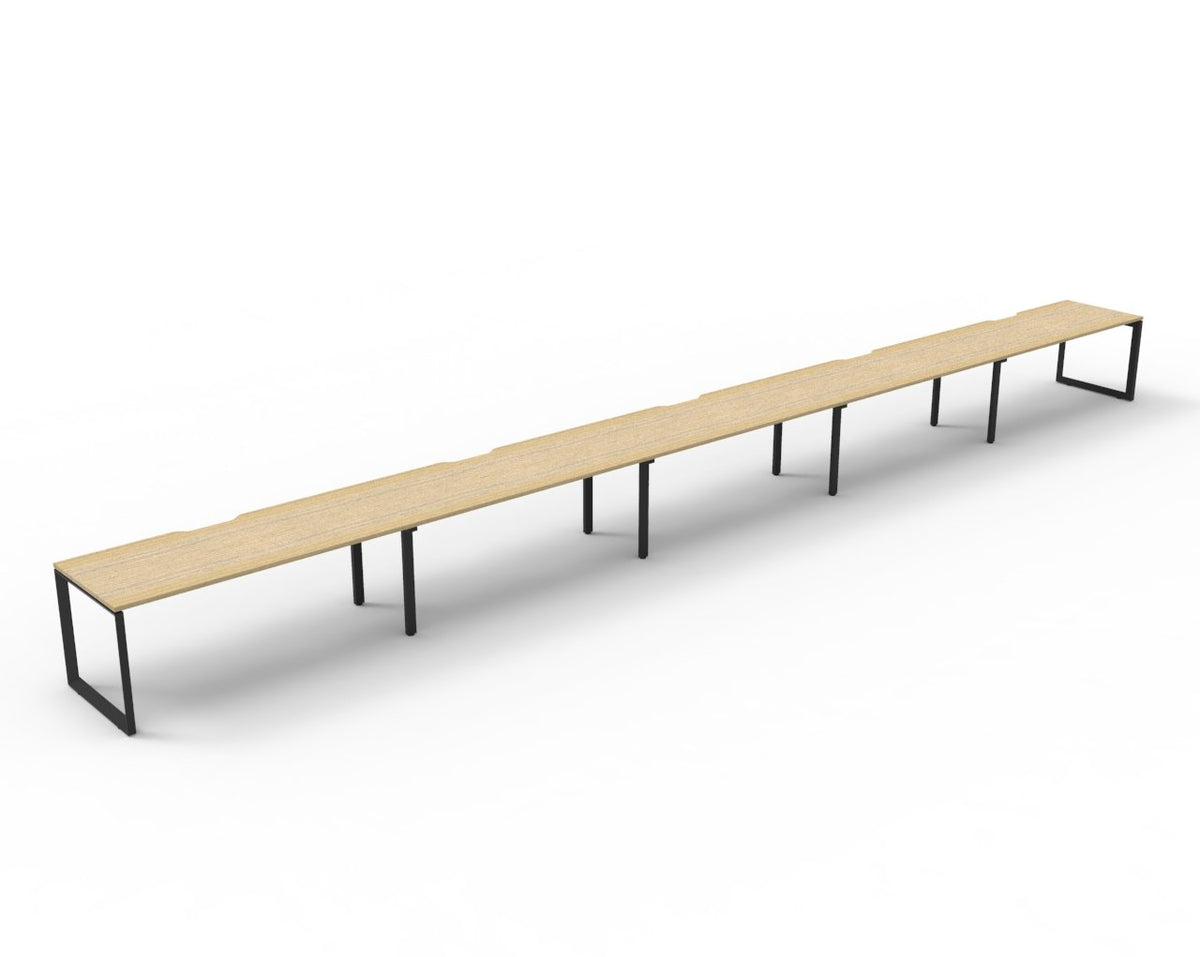Loop leg office desk, pod of 5, oak top, black frame